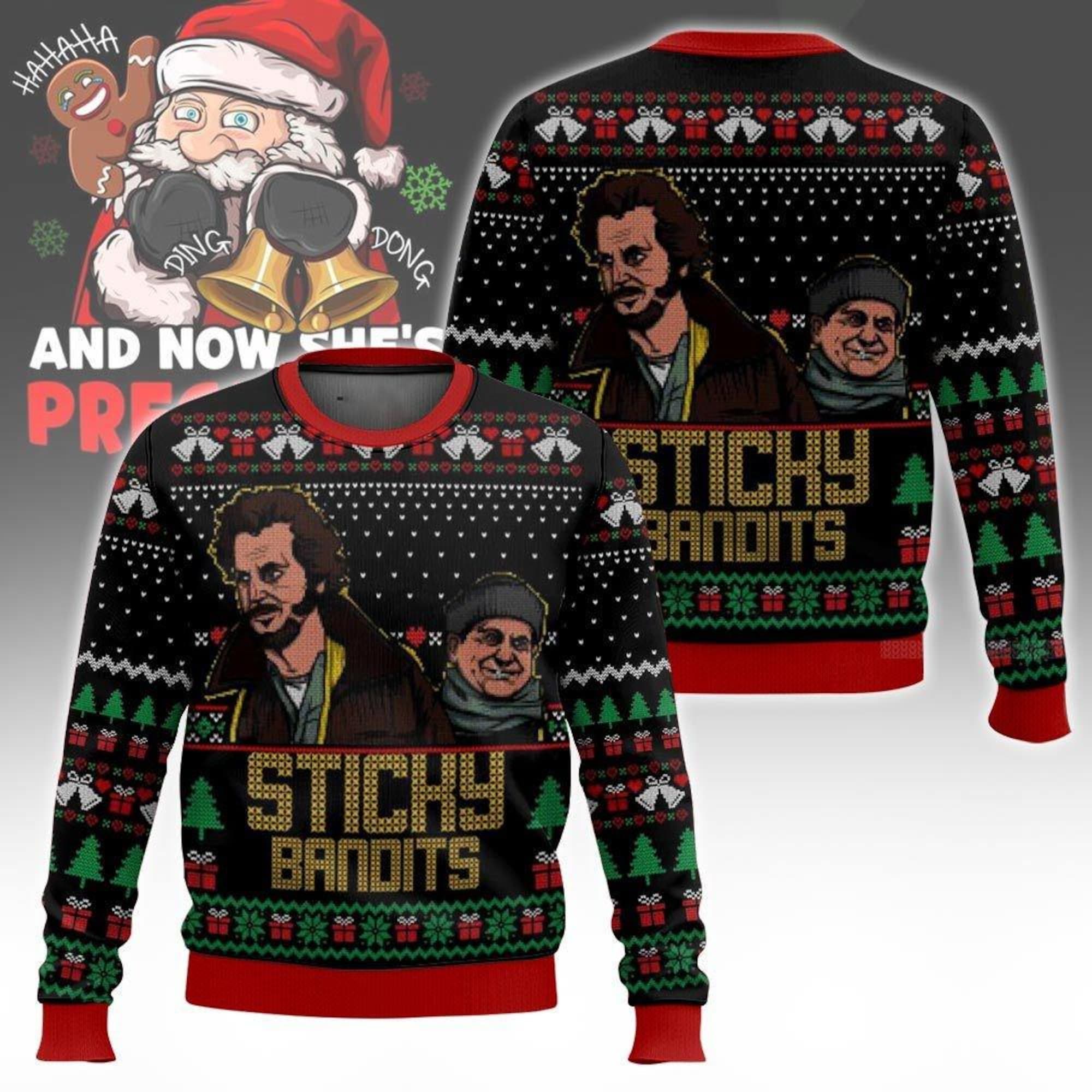 Sticky Bandits Home Alone Xmas Ugly Sweater, Home Alone Sweater, Kevin McCallister Wet Bandits Sweater, Funny Christmas Movie Gift