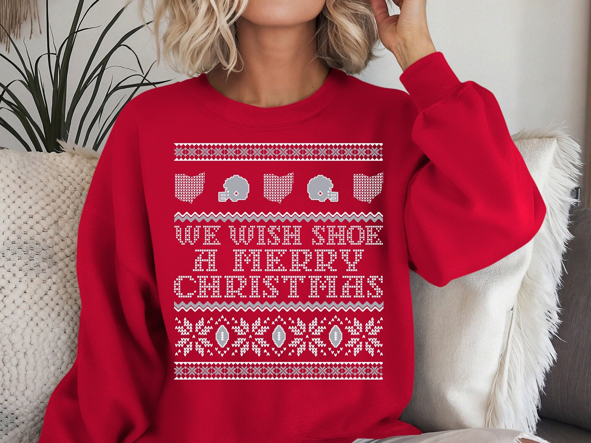 We Wish Shoe A Merry Christmas Ugly Christmas Sweatshirt, Ohioan Christmas Gift, Columbus Sports, The Shoe Gag Gift