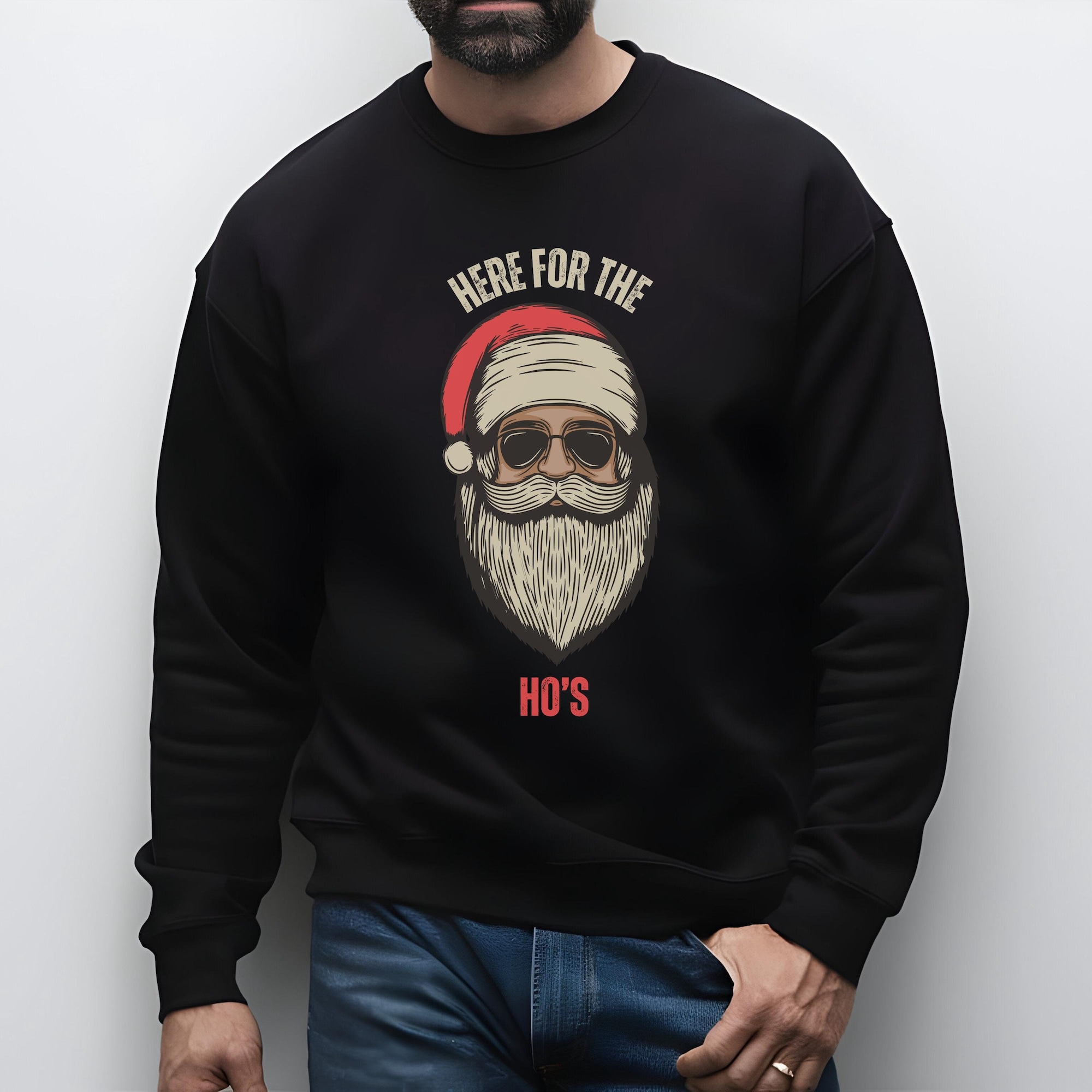 Inappropriate Santa Christmas Sweatshirt, Funny Naughty Gift for Husband, Boyfriend, Swinger – Crewneck Jumper, Ho’s, Cuckold, Xmas Outfit