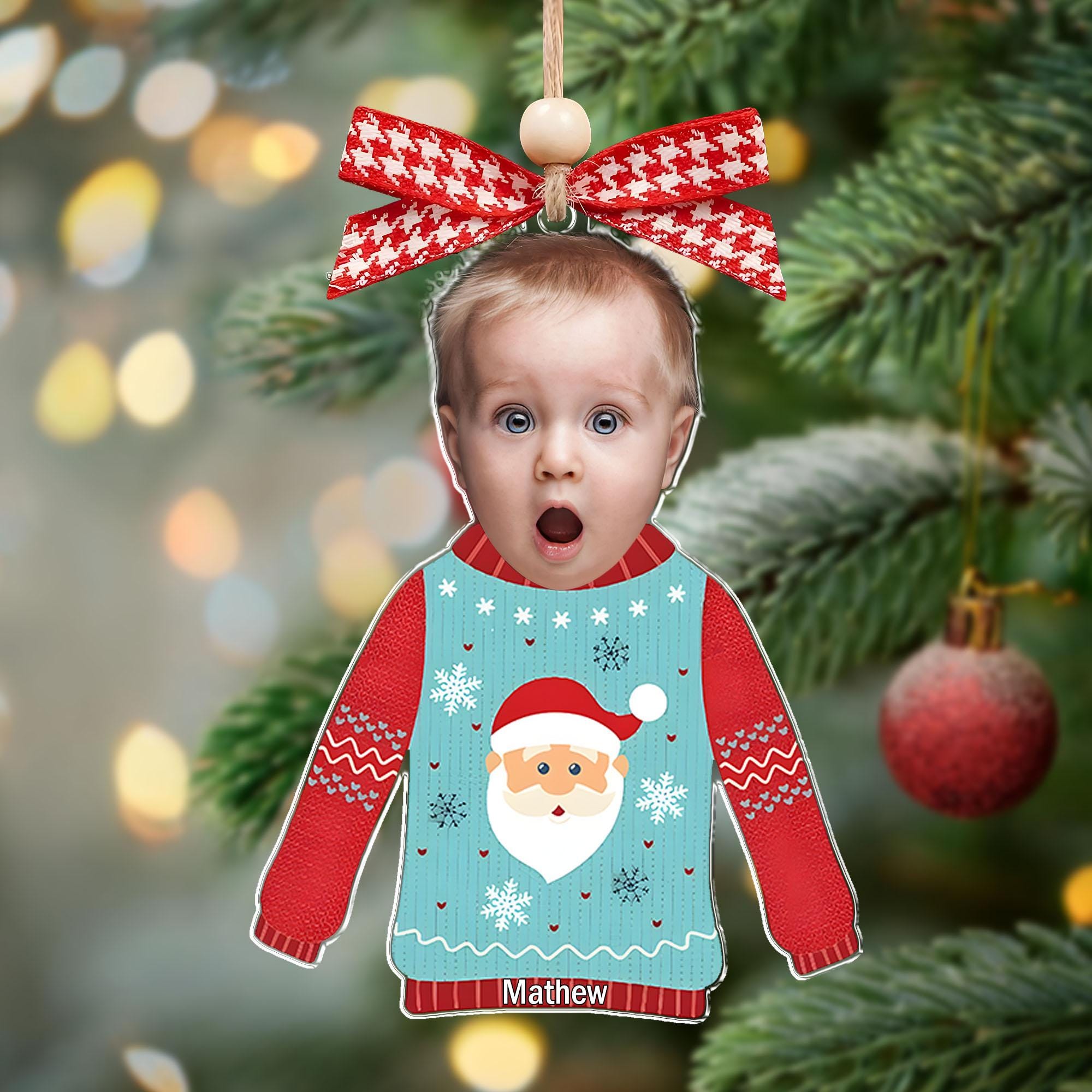 il_2000xN.6377010068_kcte.jpg Custom Photo Funny Kid In Christmas Ugly Sweater, Personalized Kid's Face and Name Christmas Ornament, Personalized Acrylic Ornament