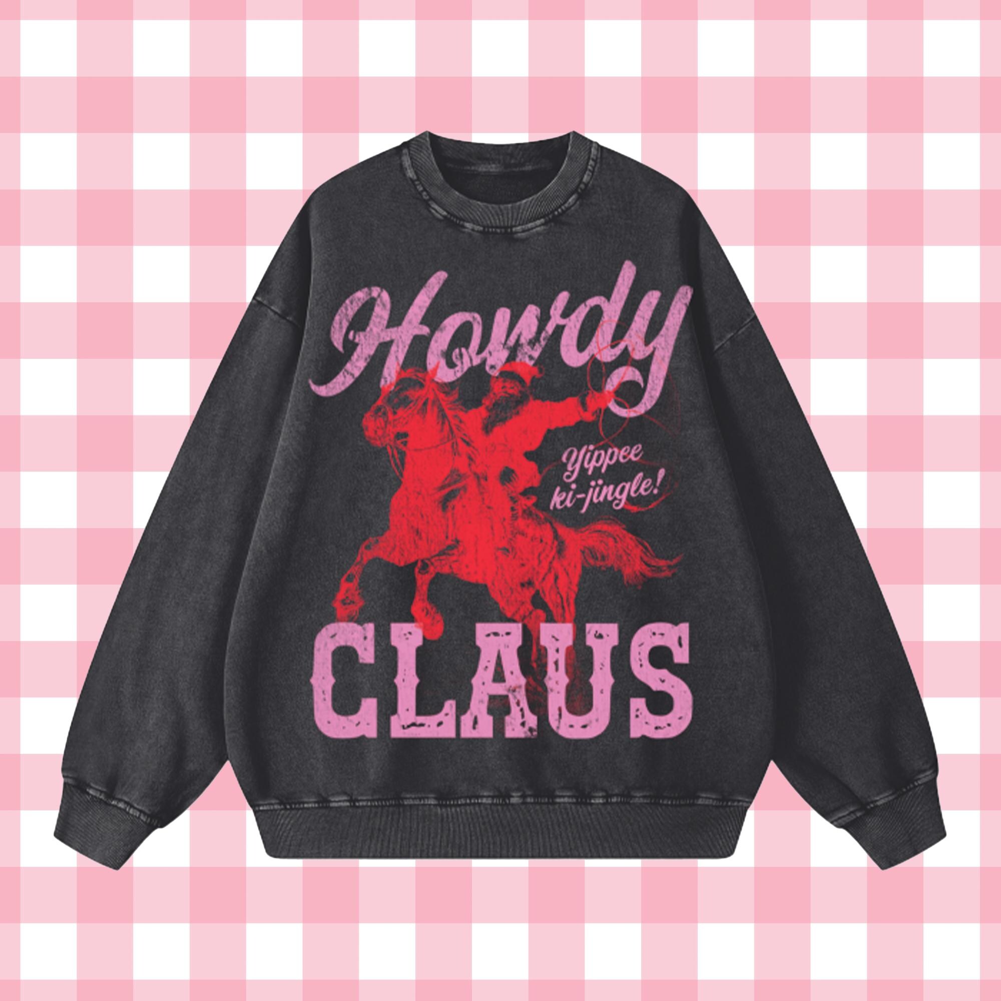 COWBOY SANTA OVERSIZED Sweatshirt Christmas Western Crewneck Holiday Trendy Santa Streetwear Funky Christmas Sweatshirt Girly Graphic Tee