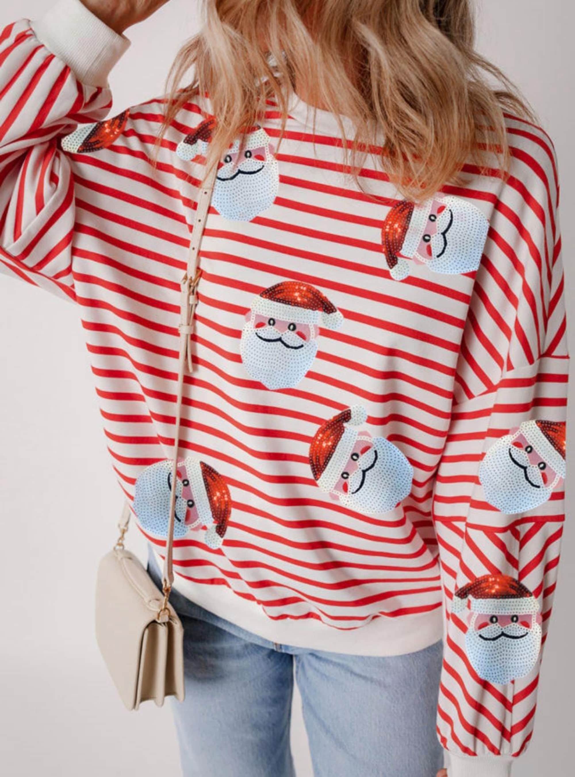 Santa sequin striped sweater
