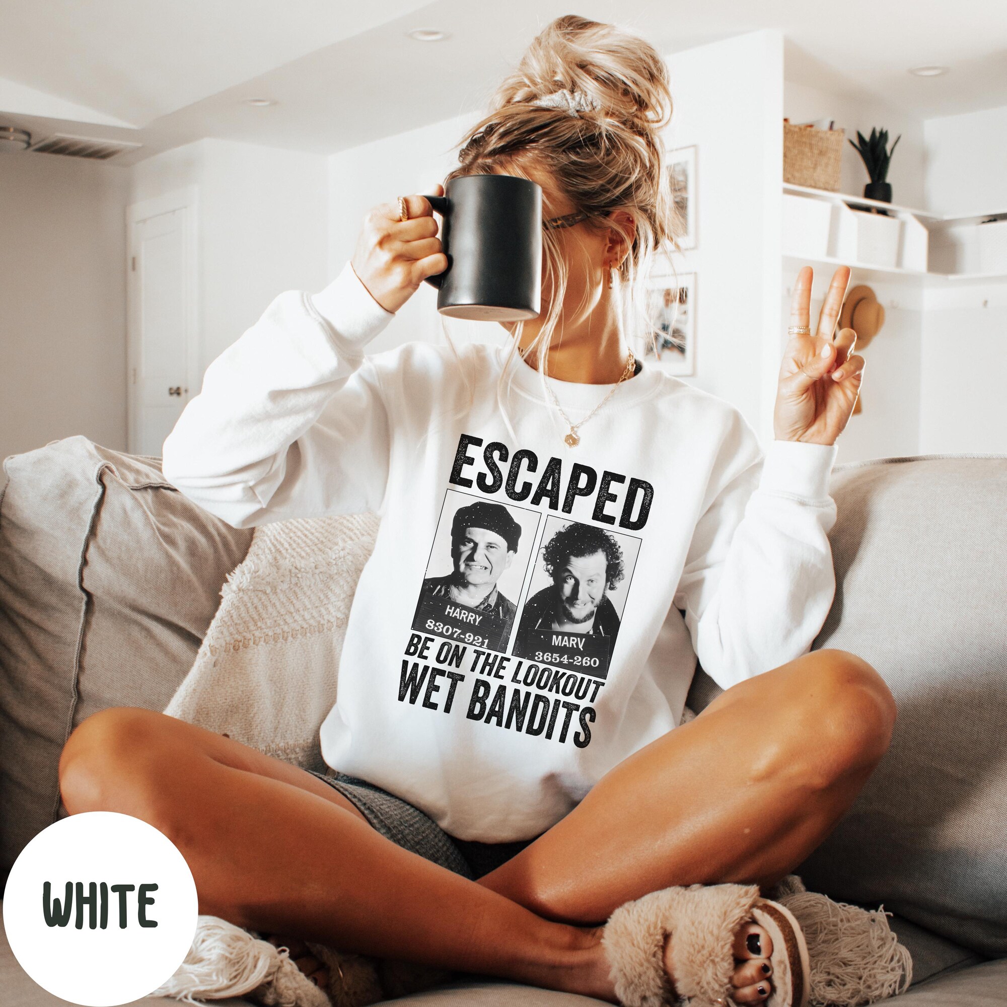 Home alone wet bandits sweatshirt harry and Marv sweatshirt funny Christmas sweatshirt movie characters escaped wet bandits sweatshirt kevin