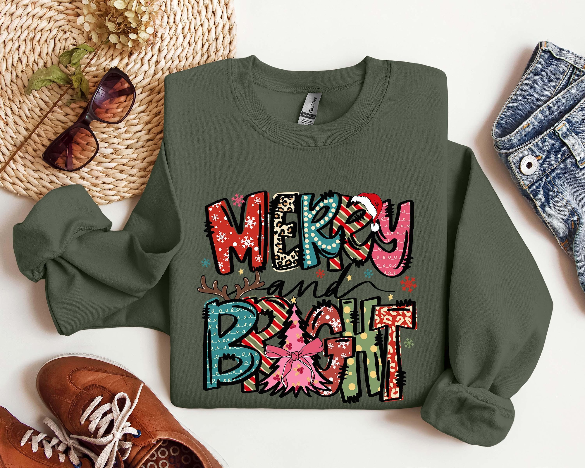 Merry and Bright Sweatshirt, Christmas Shirts, Family Christmas Hoodies, Christmas Sweatshirts for Women, Merry Christmas Sweatshirt