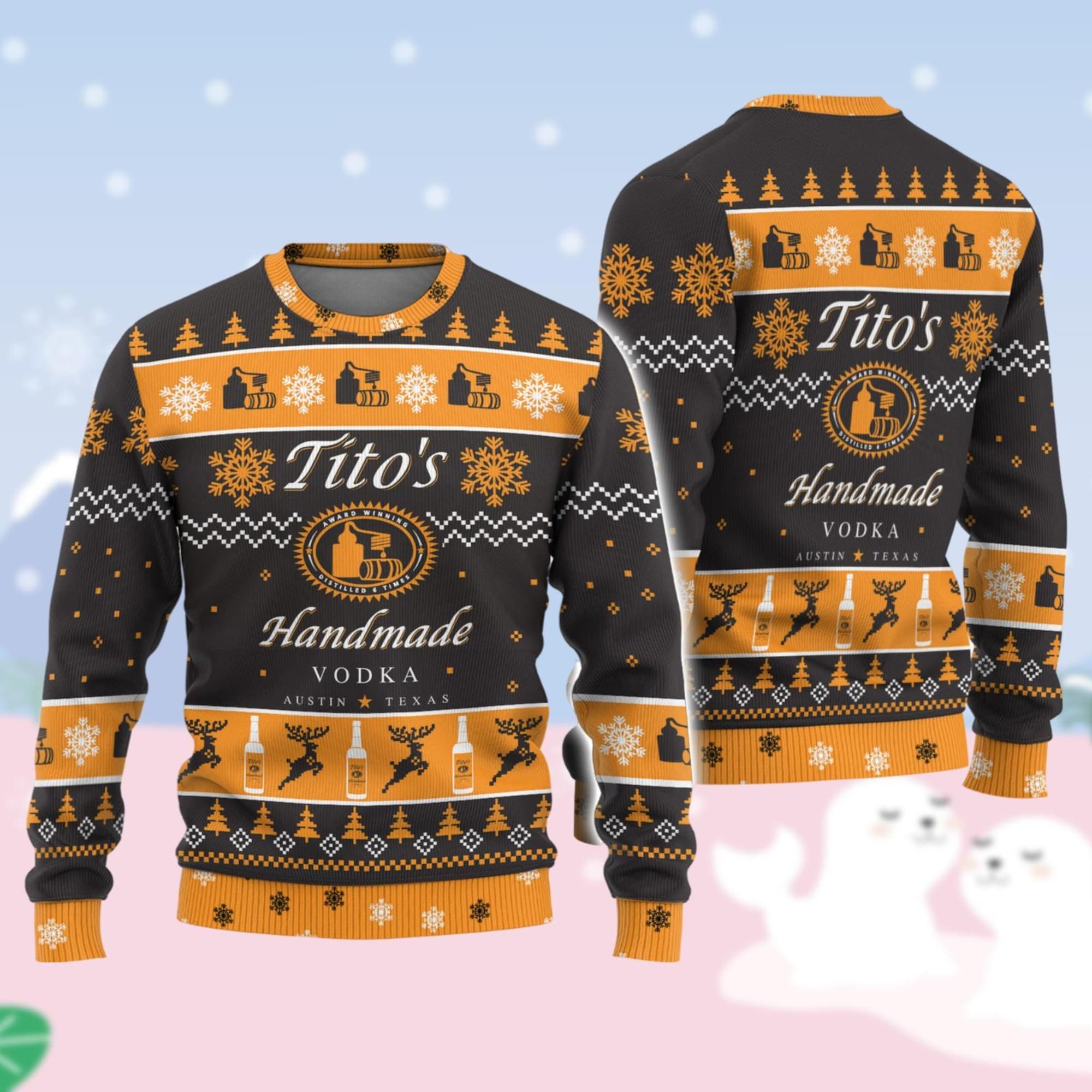 Titos Vodka Sweater, Drinking Lovers Christmas Sweater, Vodka Alcohol Ugly Sweater, Tito’s Fan Holiday Sweater Men, Vodka Lover Sweater