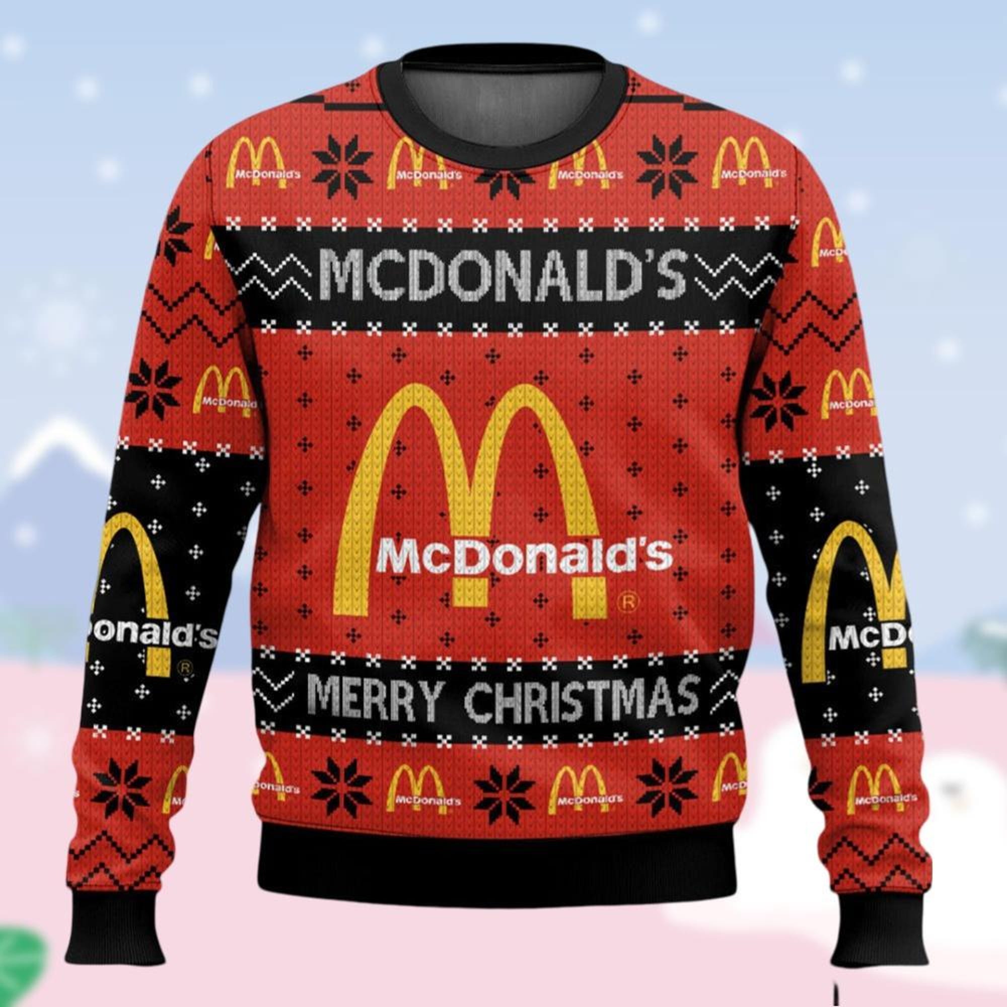 McDonald Christmas Sweater, Fast Food Ugly Sweater, McDonalds Addict Sweater, McDonalds Lover Xmas Sweater Woman, Ugly Xmas Sweater