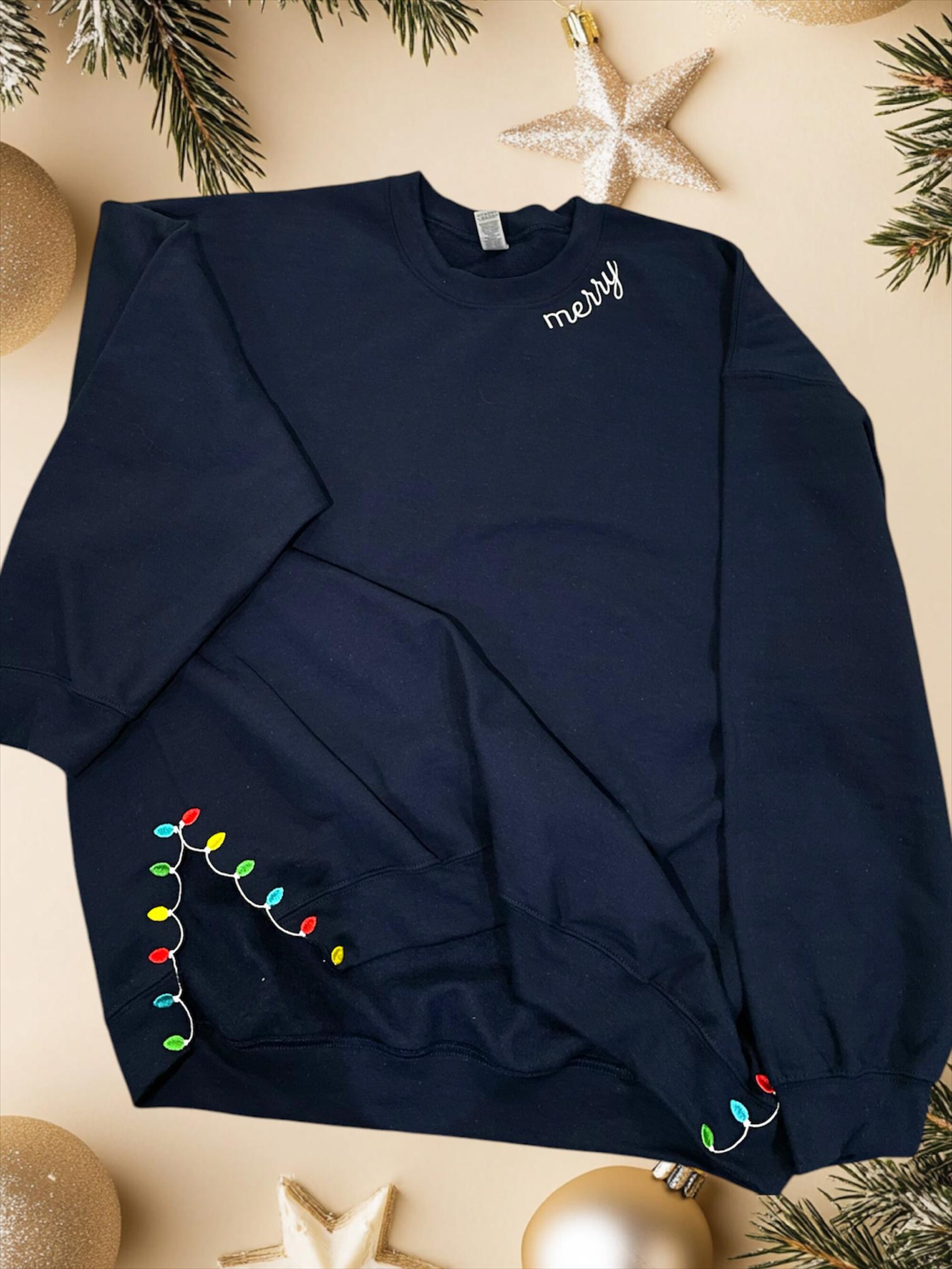 il_2000xN.6383881774_3a69-1.jpg Embroidered Christmas Lights Cut Hem sweatshirt