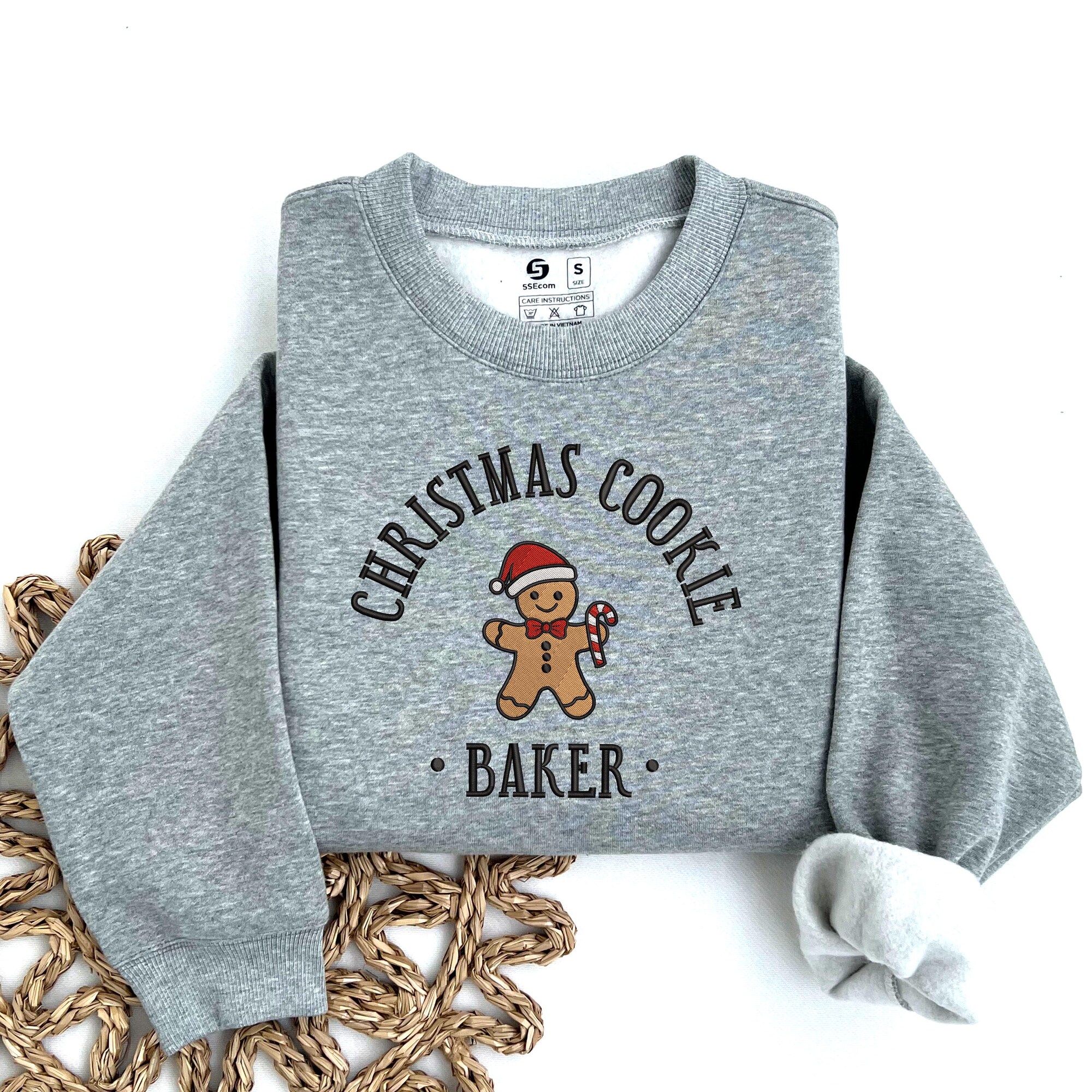 il_2000xN.6384039492_bbpn-1.jpg EMBROIDERED Christmas Cookie Baker Gingerbread Sweatshirt, Couple Christmas Sweatshirt, Funny Christmas Sweatshirt, Crew Neck Sweatshirt