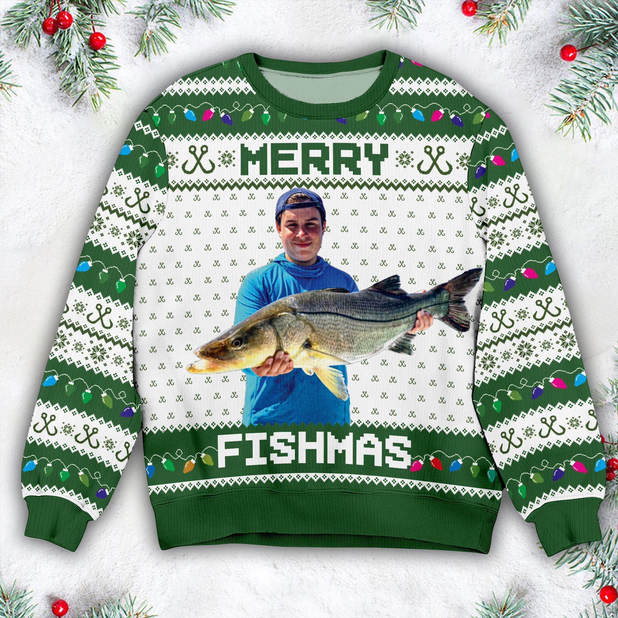 il_2000xN.6384350326_i379.jpg Merry Fishmas Gift For Fishing Lovers - Personalized Photo Ugly Sweater, Gift For Fishing Lovers, Fishing Ugly Sweater, Fisherman Gifts