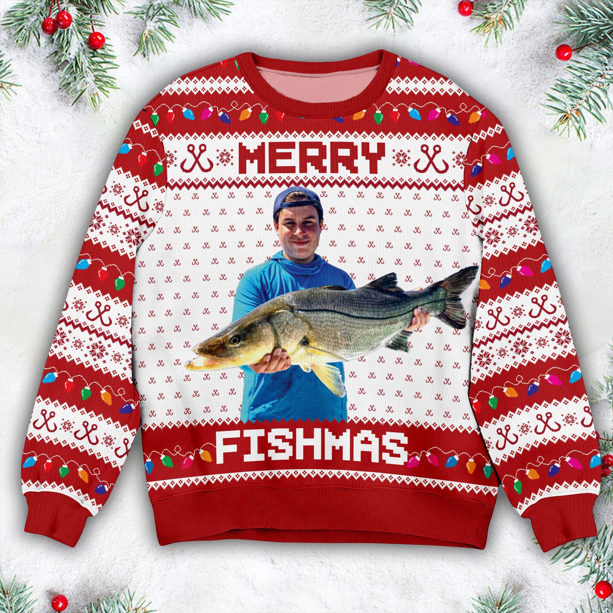il_2000xN.6384350336_7euv.jpg Merry Fishmas Gift For Fishing Lovers - Personalized Photo Ugly Sweater, Gift For Fishing Lovers, Fishing Ugly Sweater, Fisherman Gifts