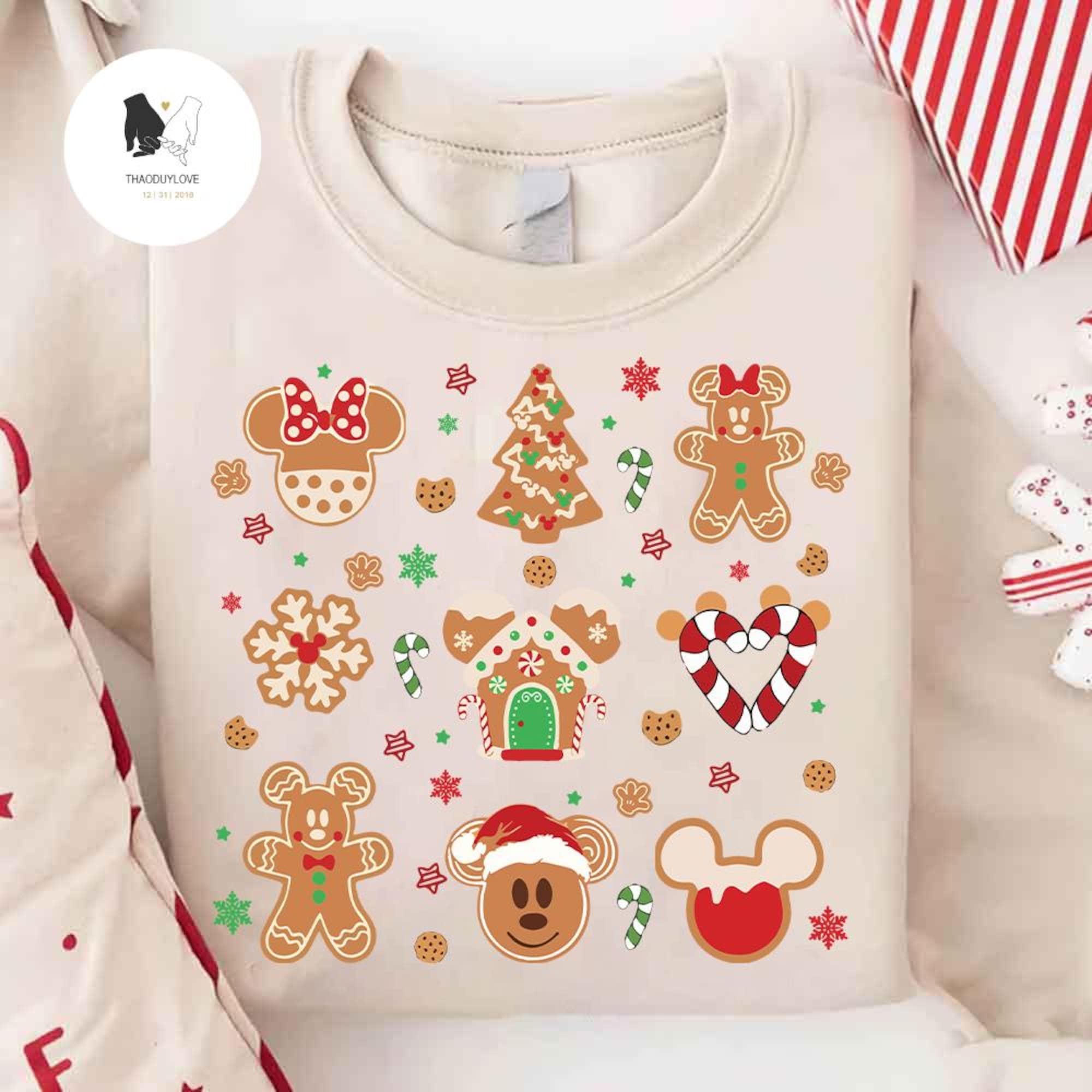 Vintage Mickey Minnie Gingerbread Christmas Sweatshirt, Disney Christmas shirt, WDW Disneyland Mickey’s Very Merry Christmas Sweatshirt