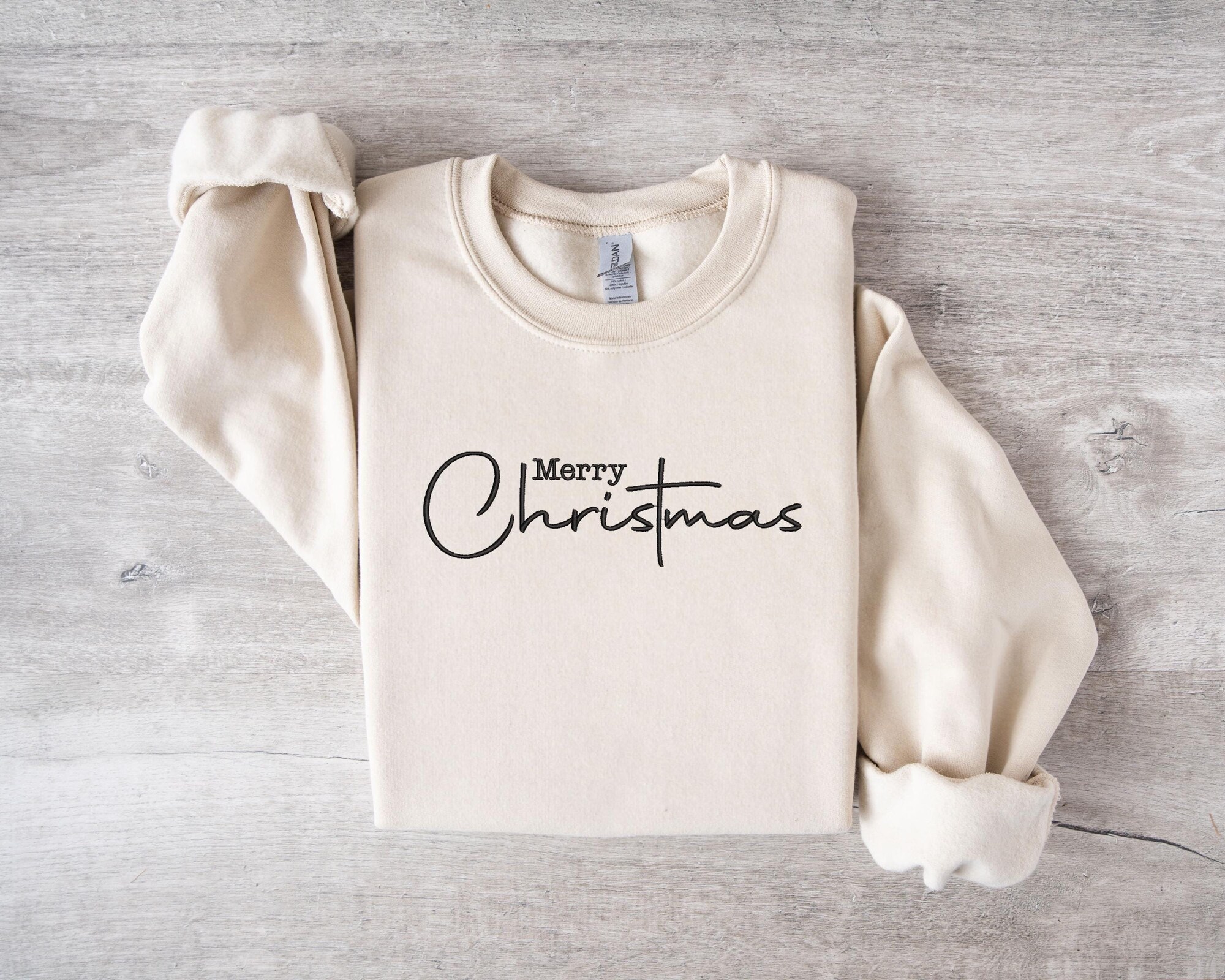 Embroidered Merry Christmas Sweatshirt