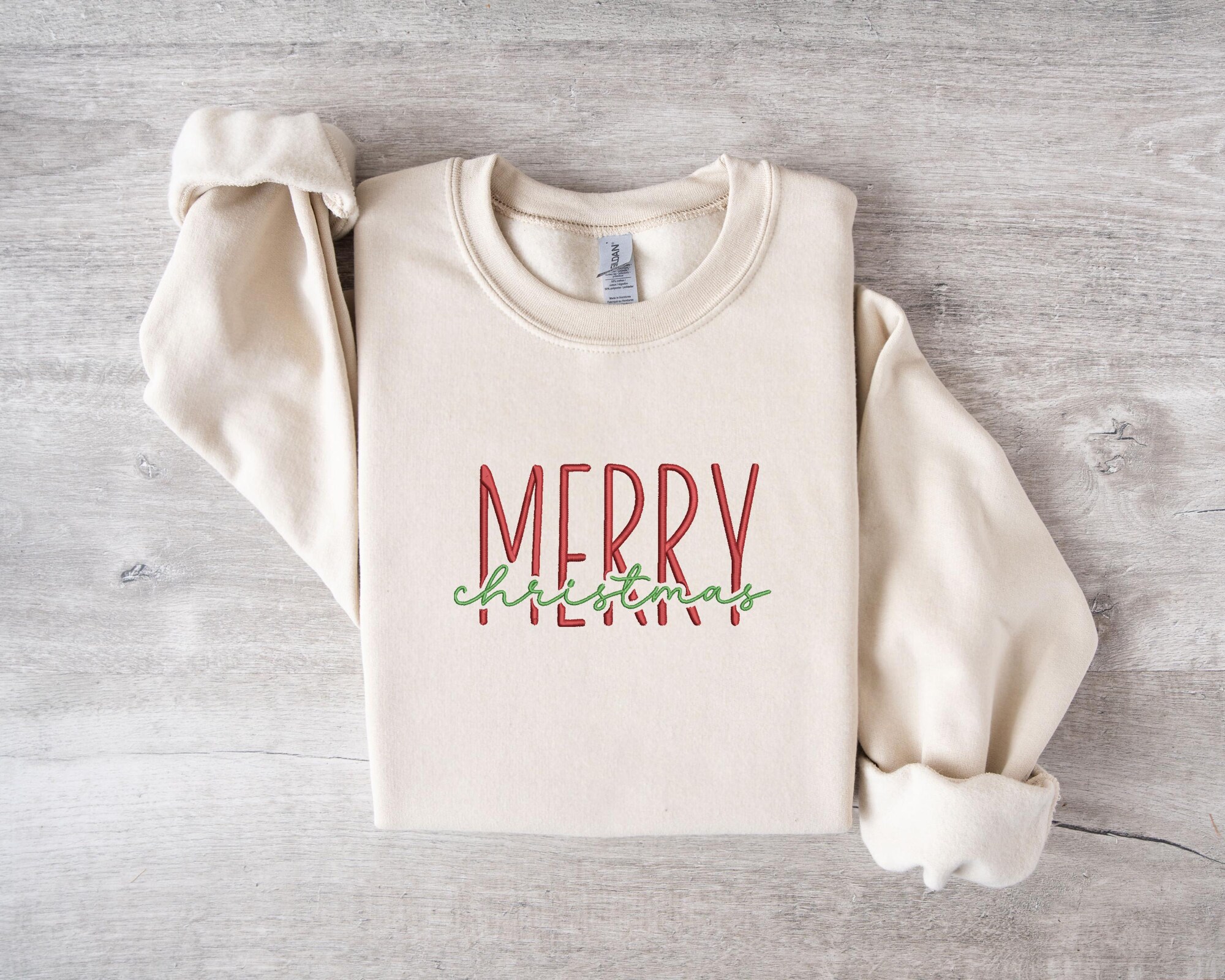 il_2000xN.6386558246_hbce.jpg Embroidered Merry Christmas Sweatshirt: Holiday Crewneck Tee