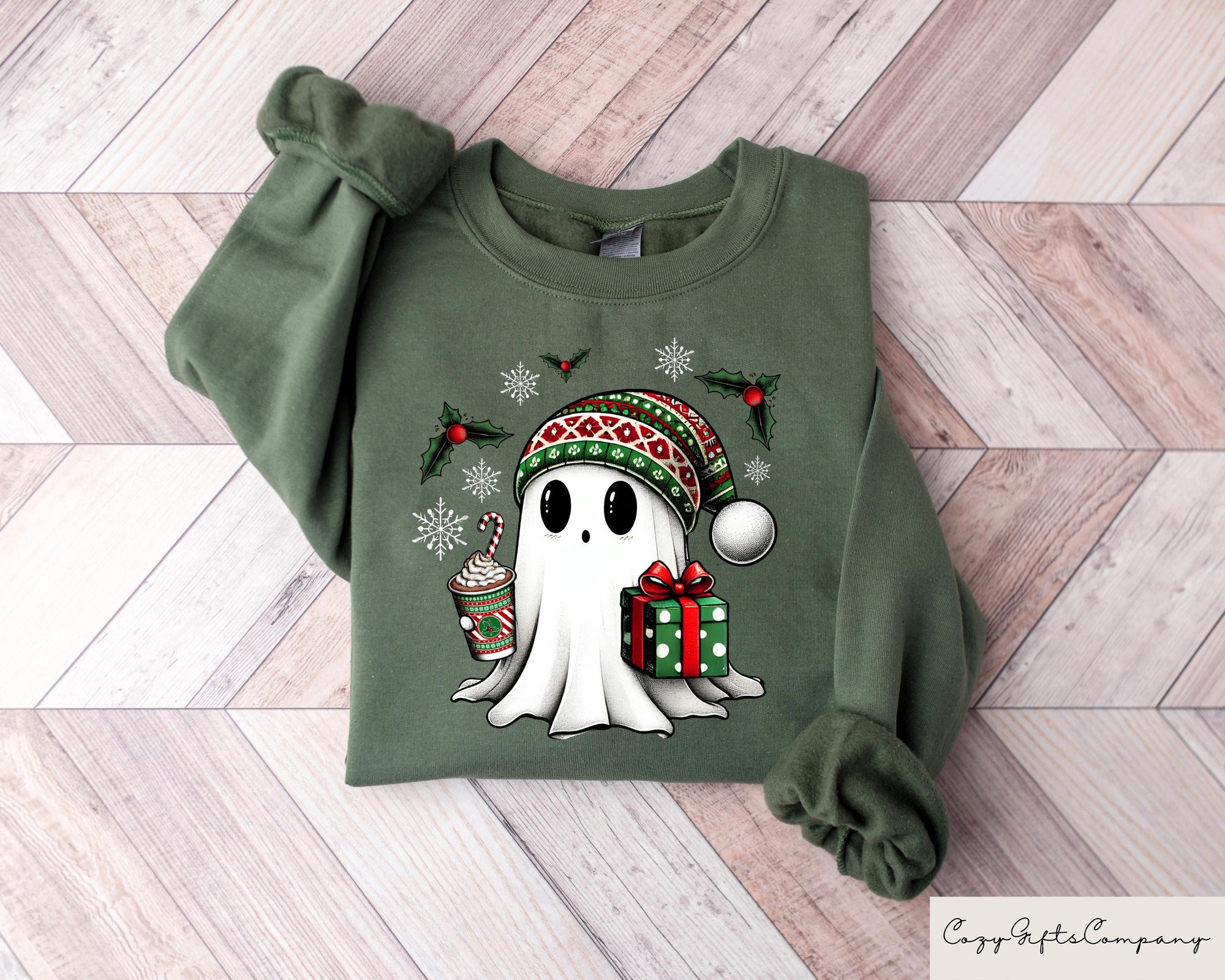 Christmas Ghost Santa Sweatshirt, Christmas Ghost Gift, Christmas Matching Shirts, Xmas Holiday Gift, Spooky Christmas Crewneck