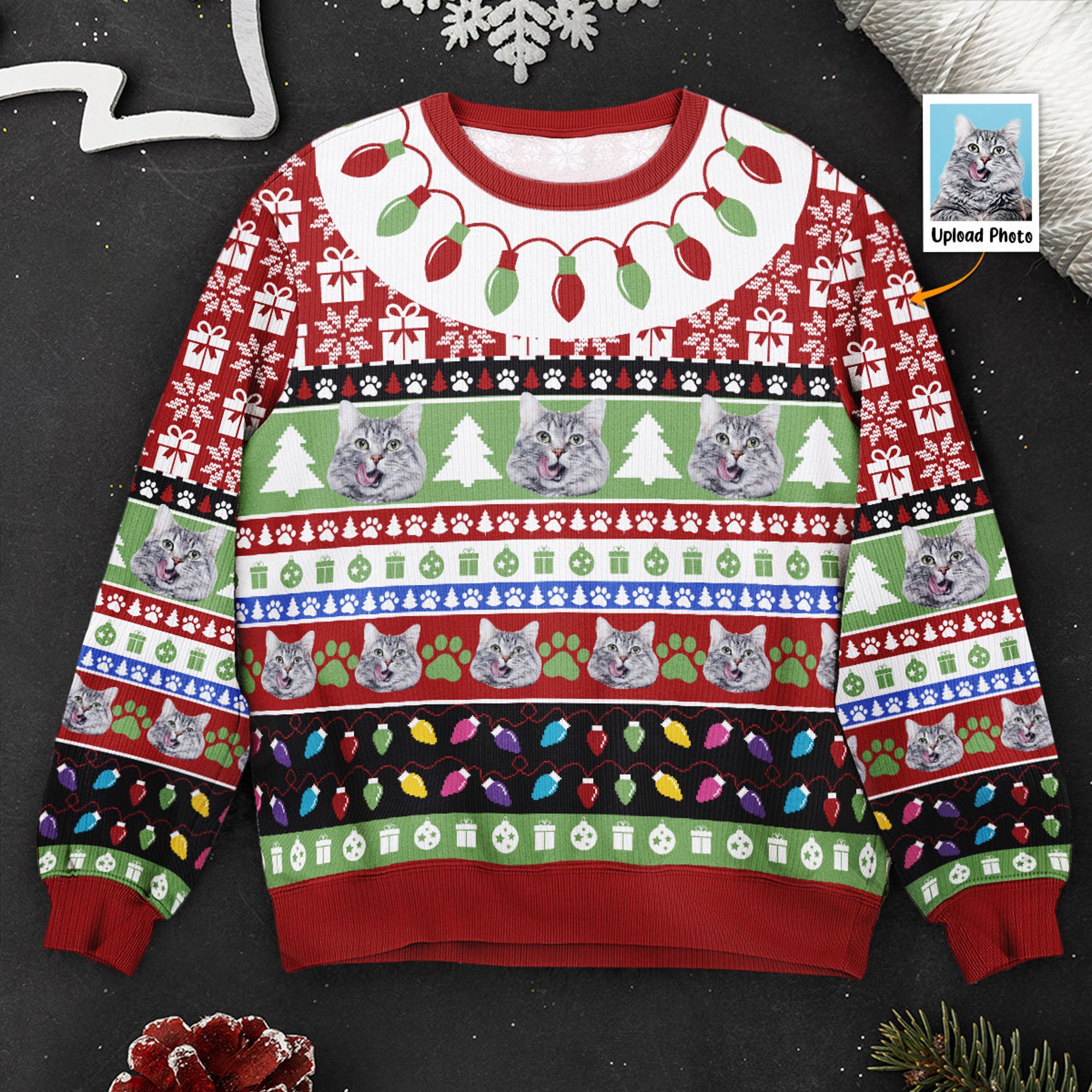 il_2000xN.6391003871_6zxt-1.jpg Personalized Pet Photo Ugly Christmas Sweater: Custom Cat or Dog Lover Gift