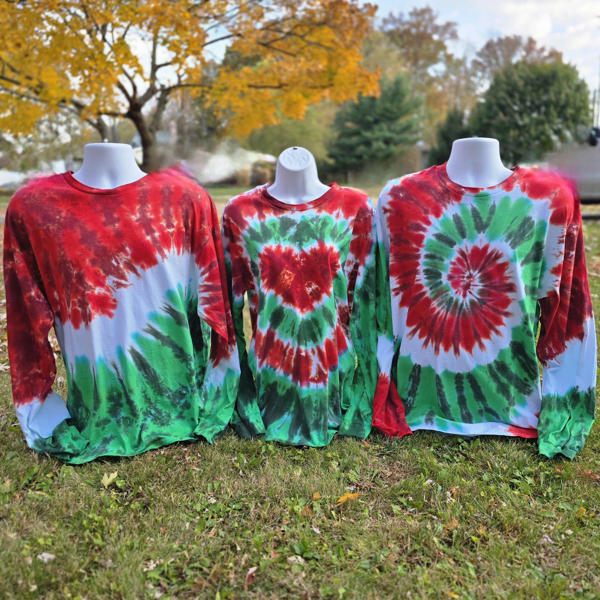 Holly Jolly Christmas Tie Dye – T-Shirts Long Sleeve Sweatshirt Hoodie  S-2XL 3XL Plus Size – Hand Dyed Handmade Made to Order