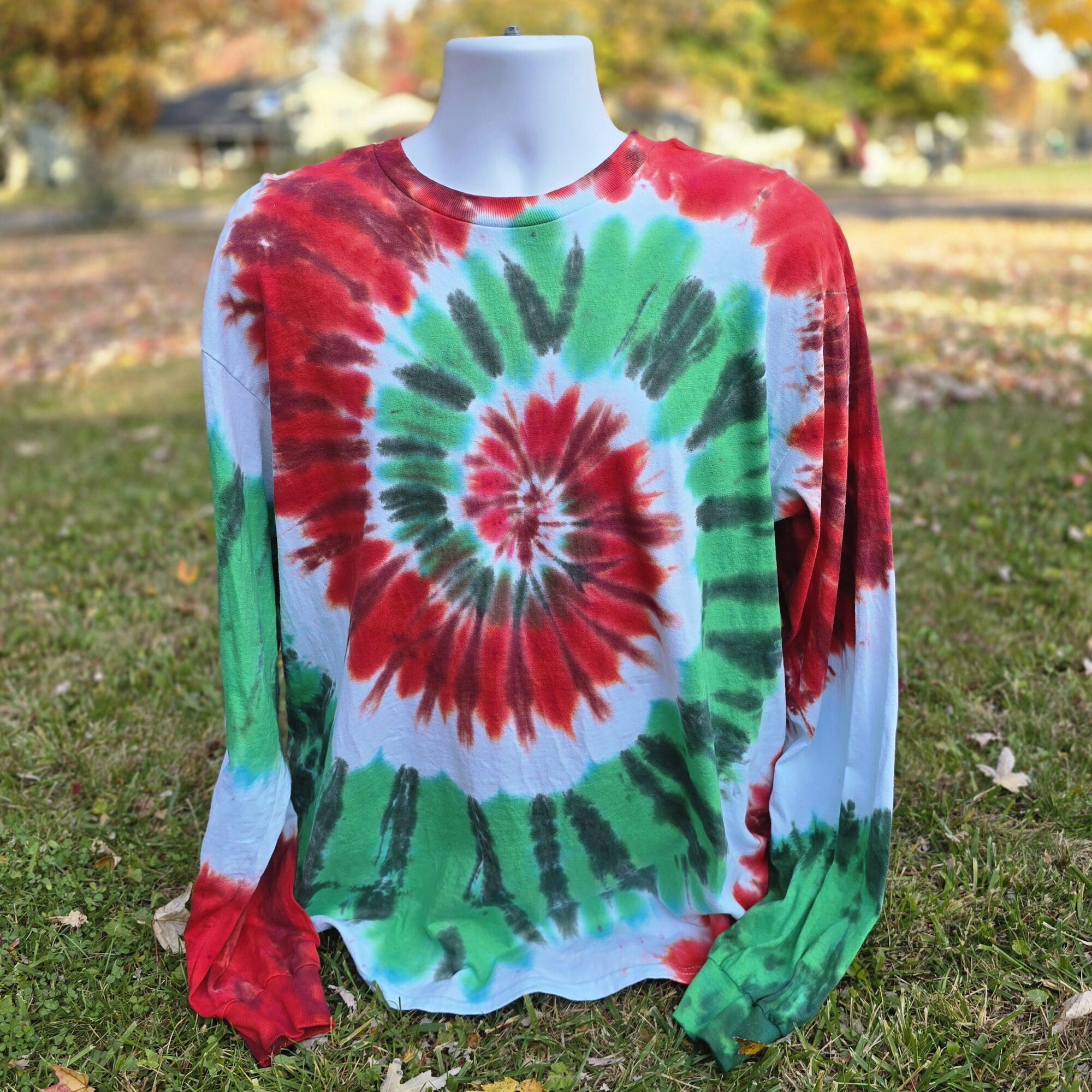 il_2000xN.6392776940_p7xd-1.jpg Holly Jolly Christmas Tie Dye - T-Shirts Long Sleeve Sweatshirt Hoodie S-2XL 3XL Plus Size - Hand Dyed Handmade Made to Order