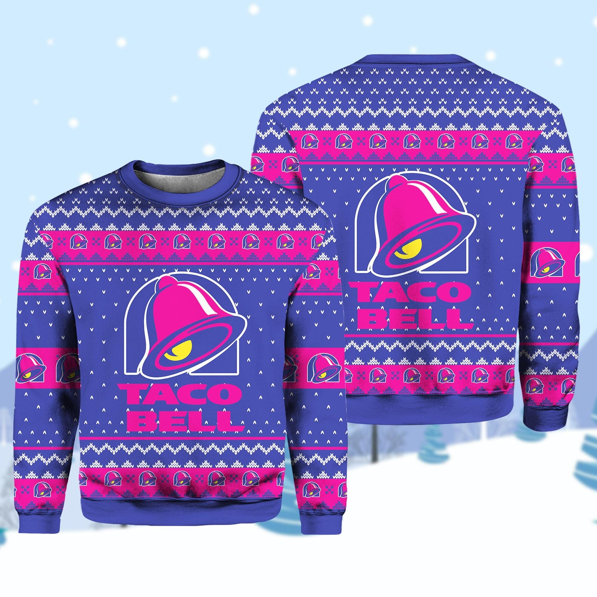 Taco Bell Ugly Sweater, Junk Food Christmas Sweater Funny, Fast Food Sweater, Taco Bell Sauce Xmas Sweater, Burrito Holiday Sweater