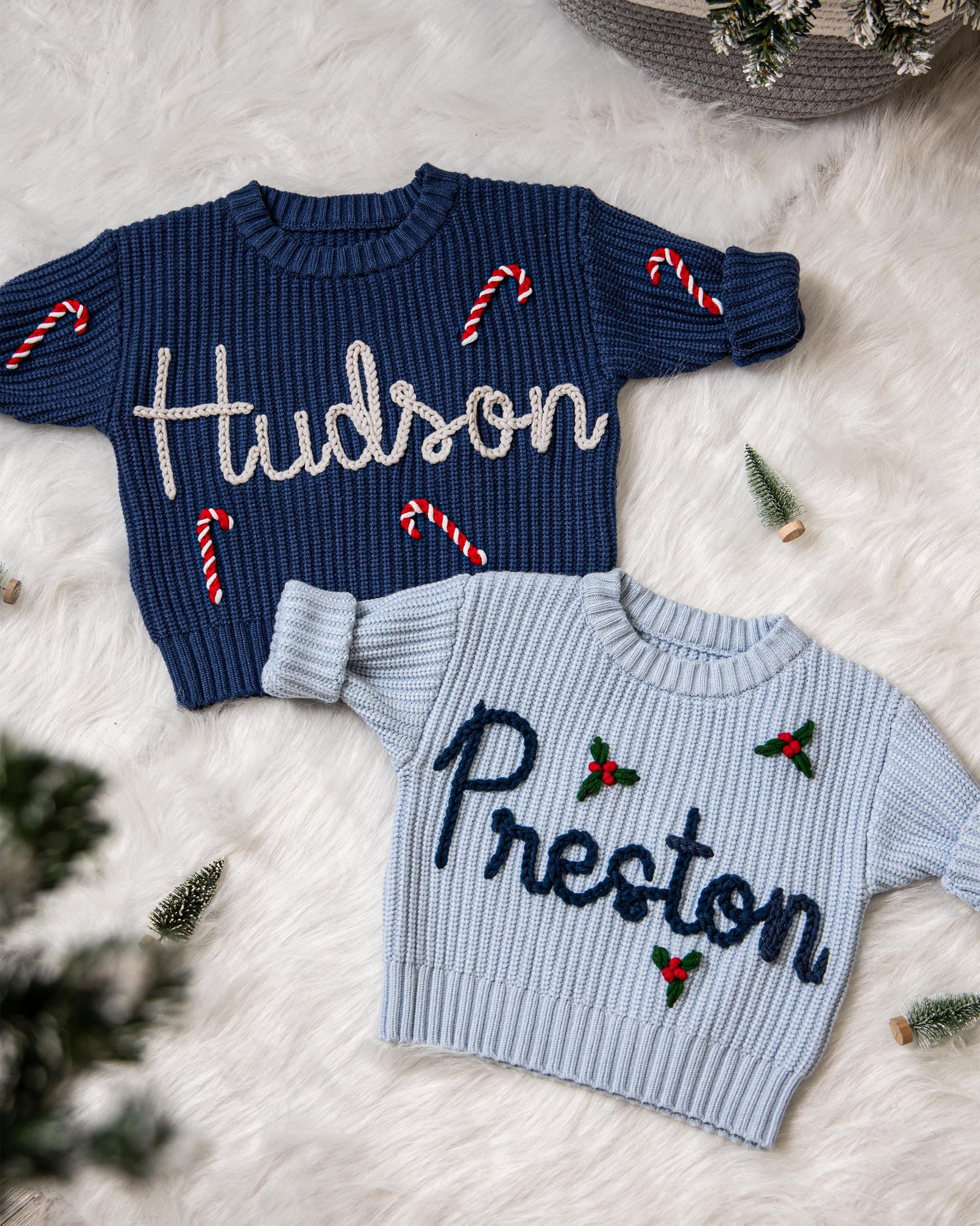 Christmas Baby Sweater Hand Embroidered Name, Christmas Boy and Girl Sweater | Christmas Gift For Baby and Kids, Christmas Gift