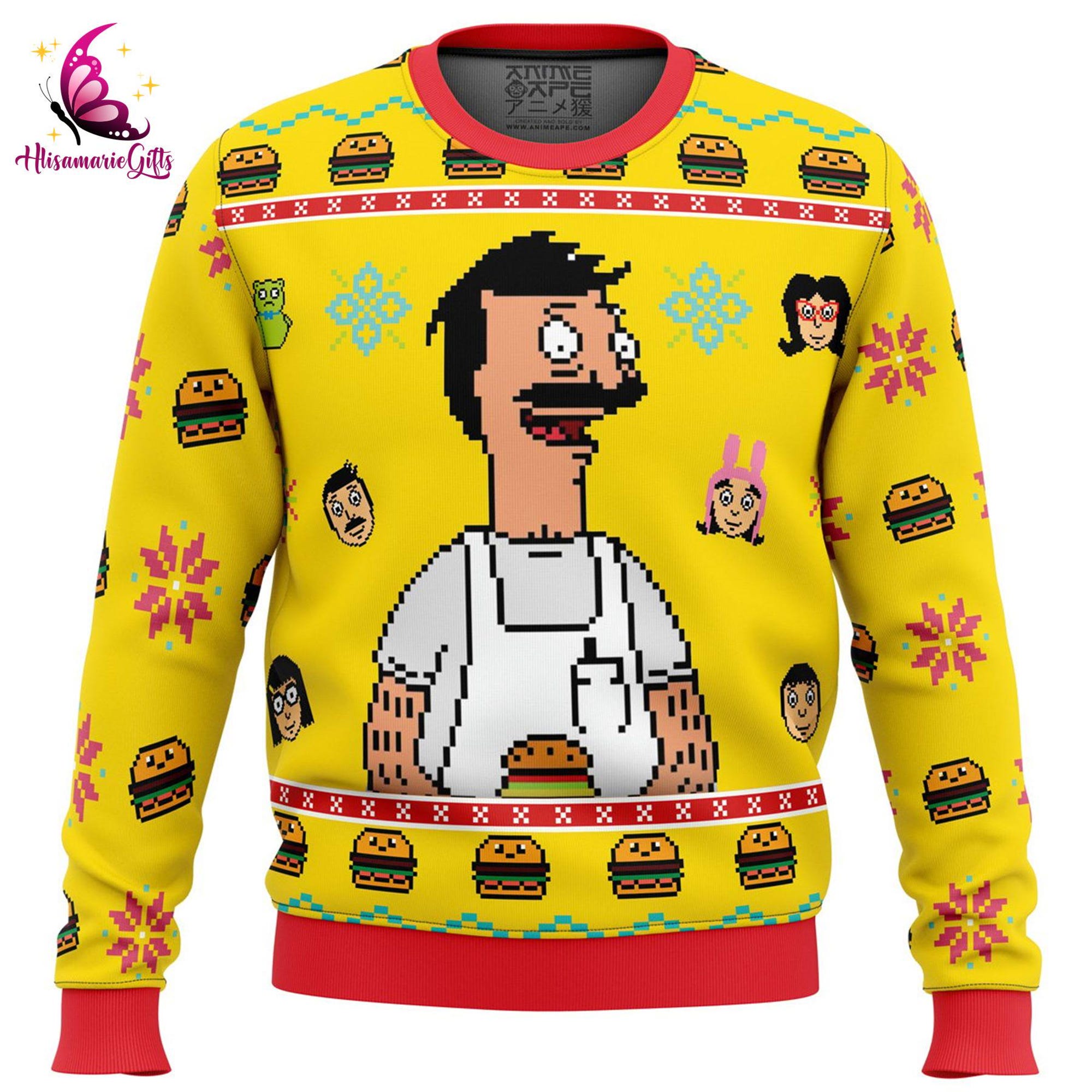 Christmas Bob’s Burgers Ugly Christmas Sweater | Bob Burgers Xmas Sweater | Bob Belcher Tina Belcher Family Christmas