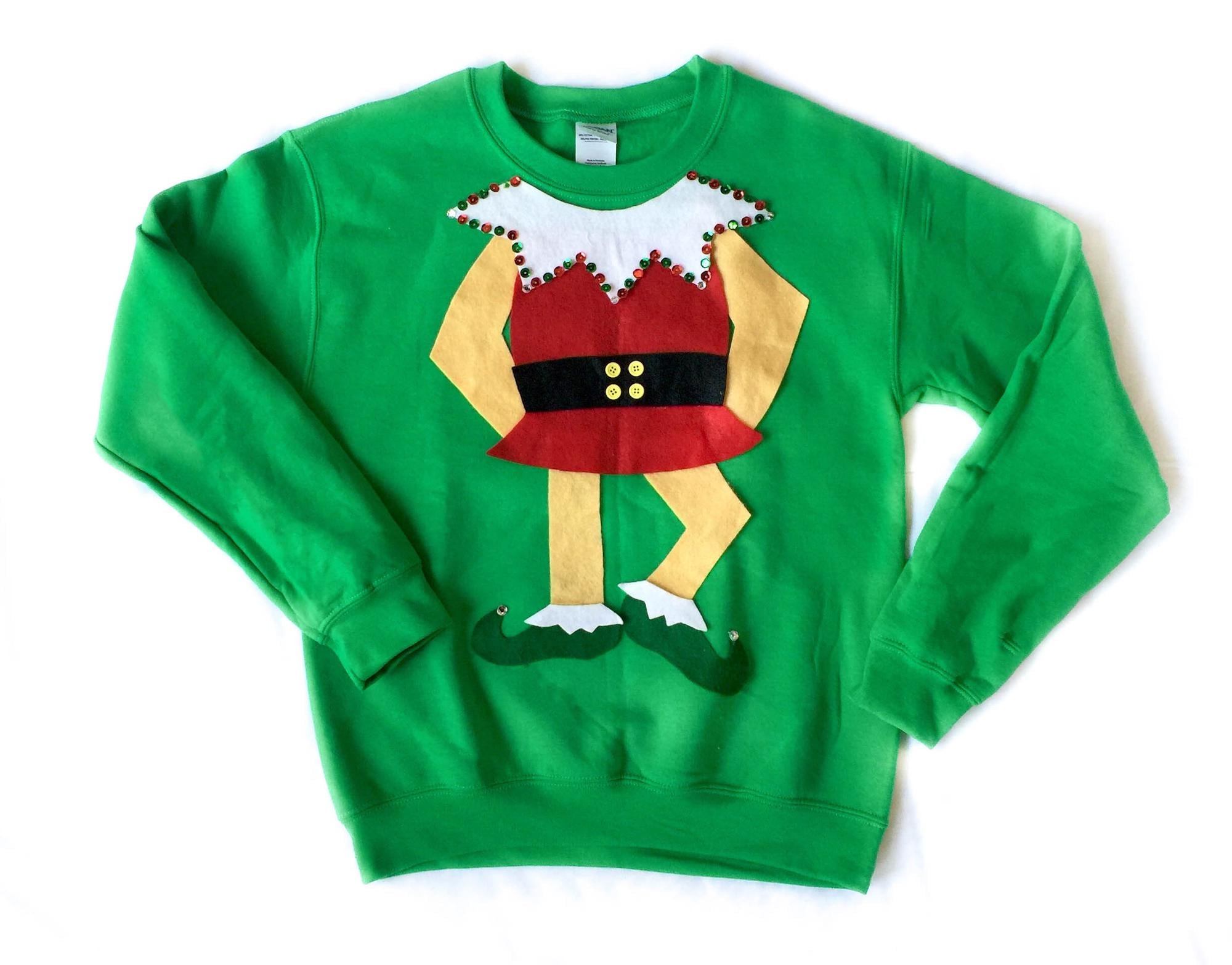 Elf Ugly Christmas Sweater DIY Kit: Kids & Adult Sizes