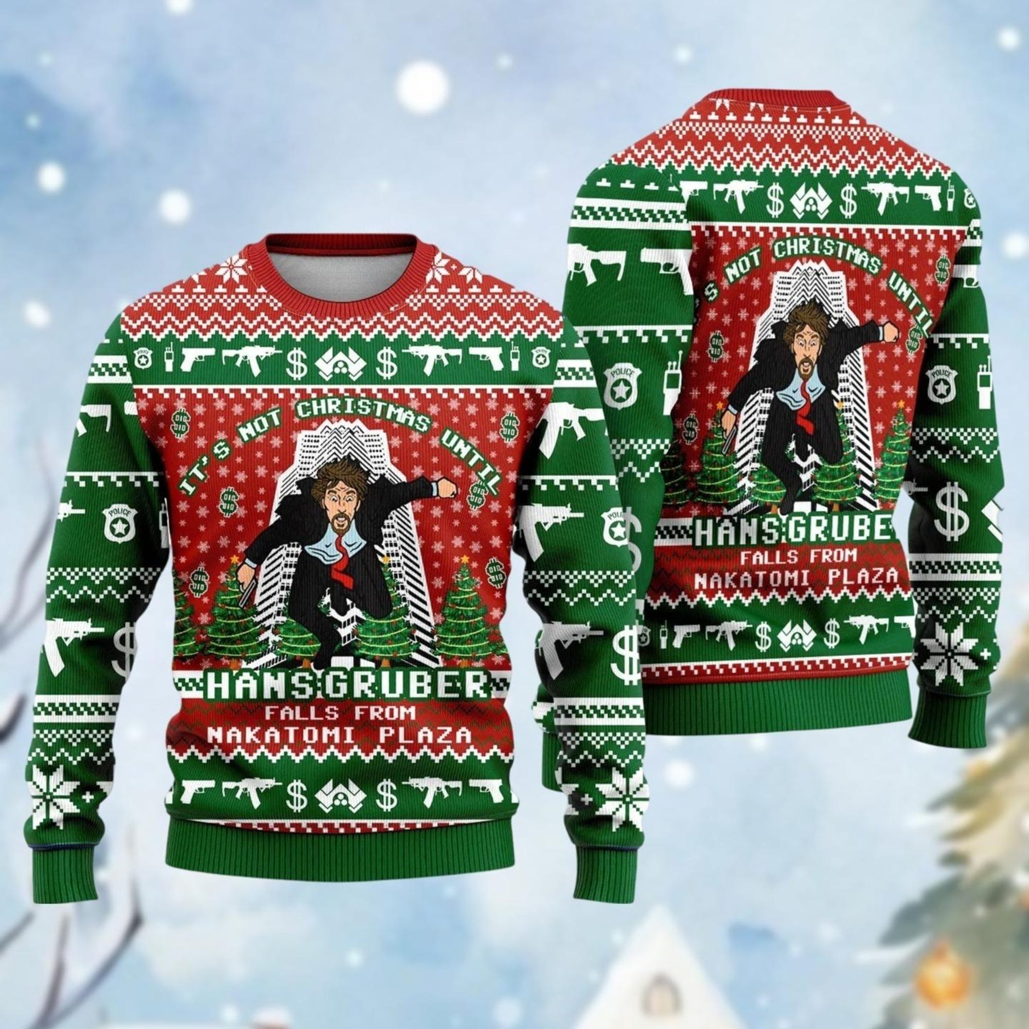 Christmas Nakatomi Plaza Ugly Sweater, Hans Gruber Xmas Sweater, Vintage 90S Movie Shirt, Alan Rickman Holiday Tee, Gift For Men Women