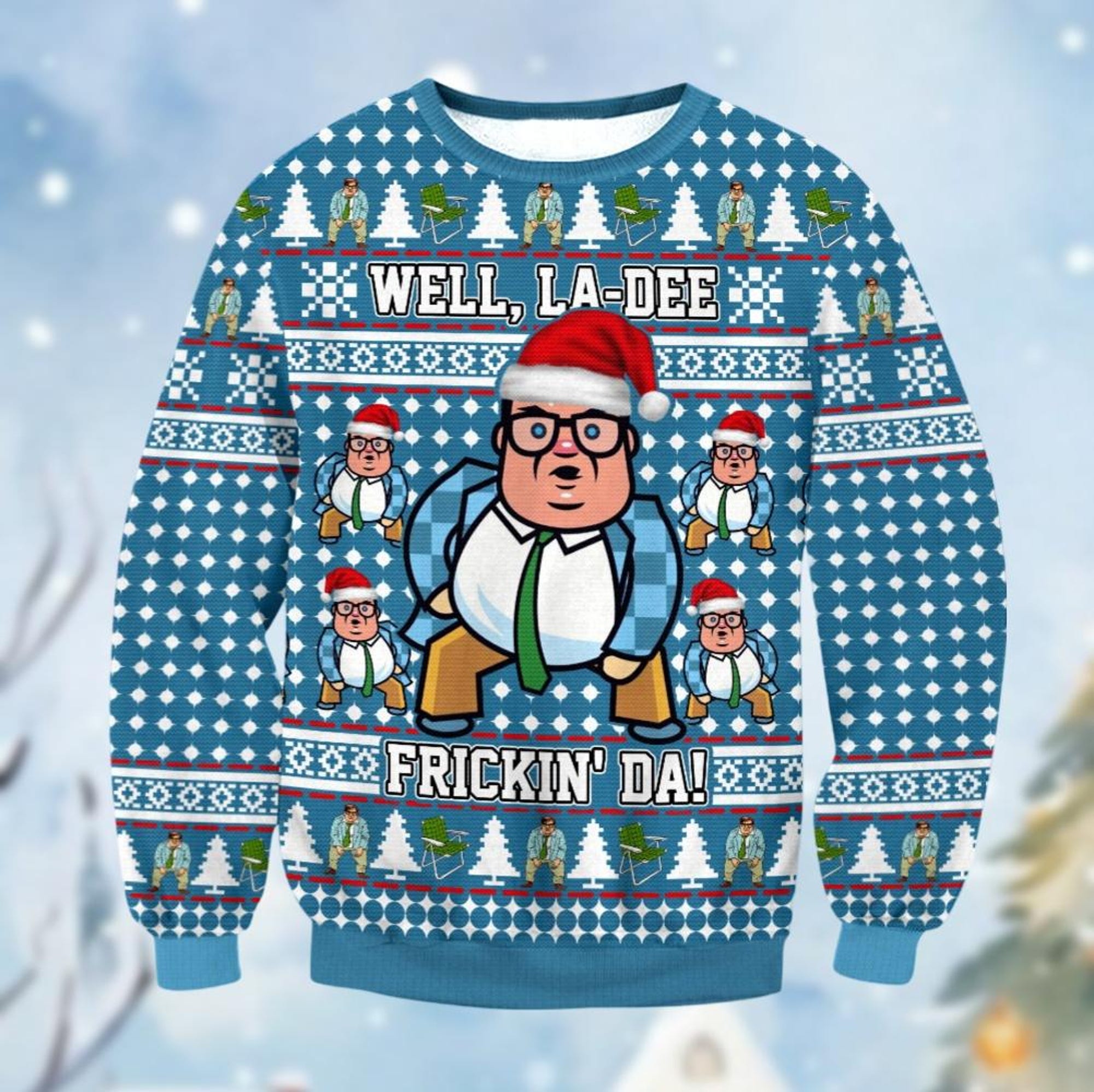 Christmas Saturday Night Live Ugly Sweater, Matt Foley Well Holiday Sweater, La Dee Frickin Da Xmas Sweater, Vintage 70S Tv Show Gift