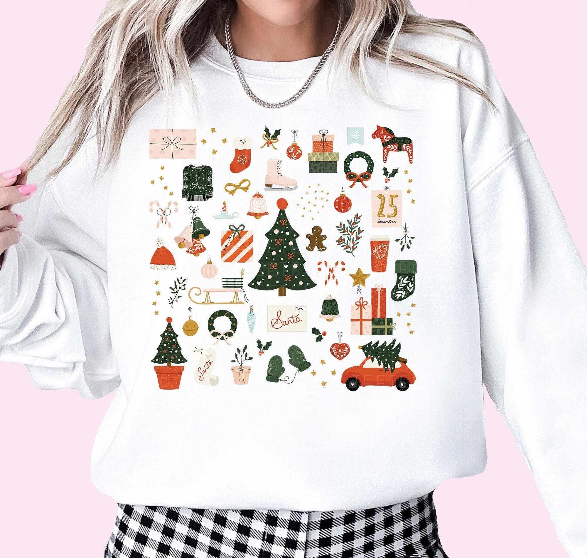 Christmas Sweatshirt Holiday Sweatshirt Little Things Favorites Doodles Xmas Crewneck Apparel Christmas Gift For Her Plus Size Sweatshirt
