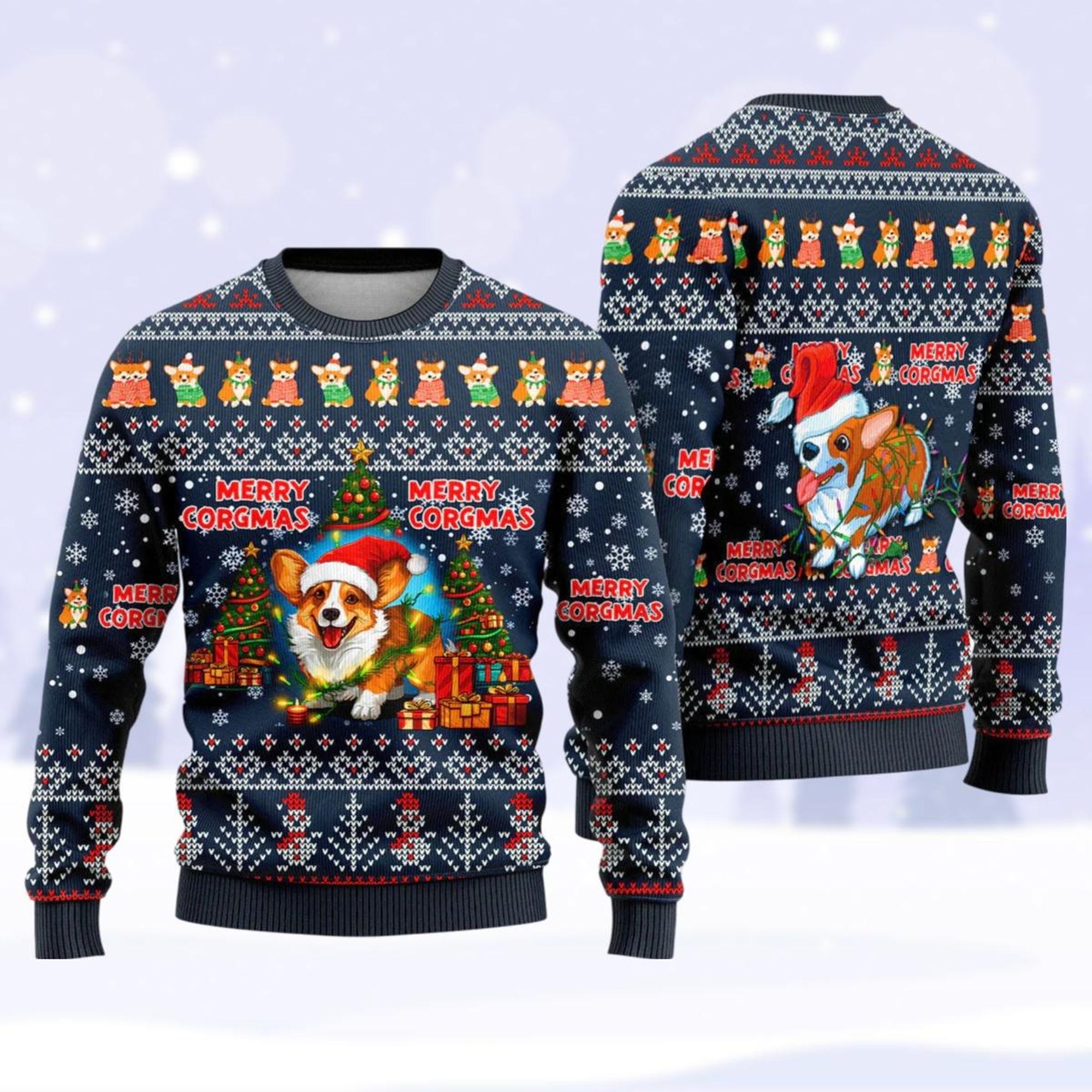 Merry Corgmas Christmas Sweater, Corgi Mom  Ugly Xmas Sweater, Puppy Lover Sweater, Cute Dog Holiday Sweater, Corgi Dog Ugly Sweater