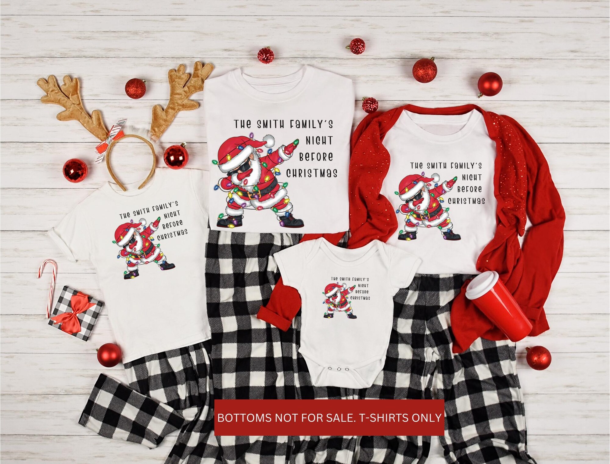 Personalized Family Christmas Shirts, Funny Family Christmas T-Shirts, Dancing Santa Family T-Shirt, Custom Dabbing Santa Shirt