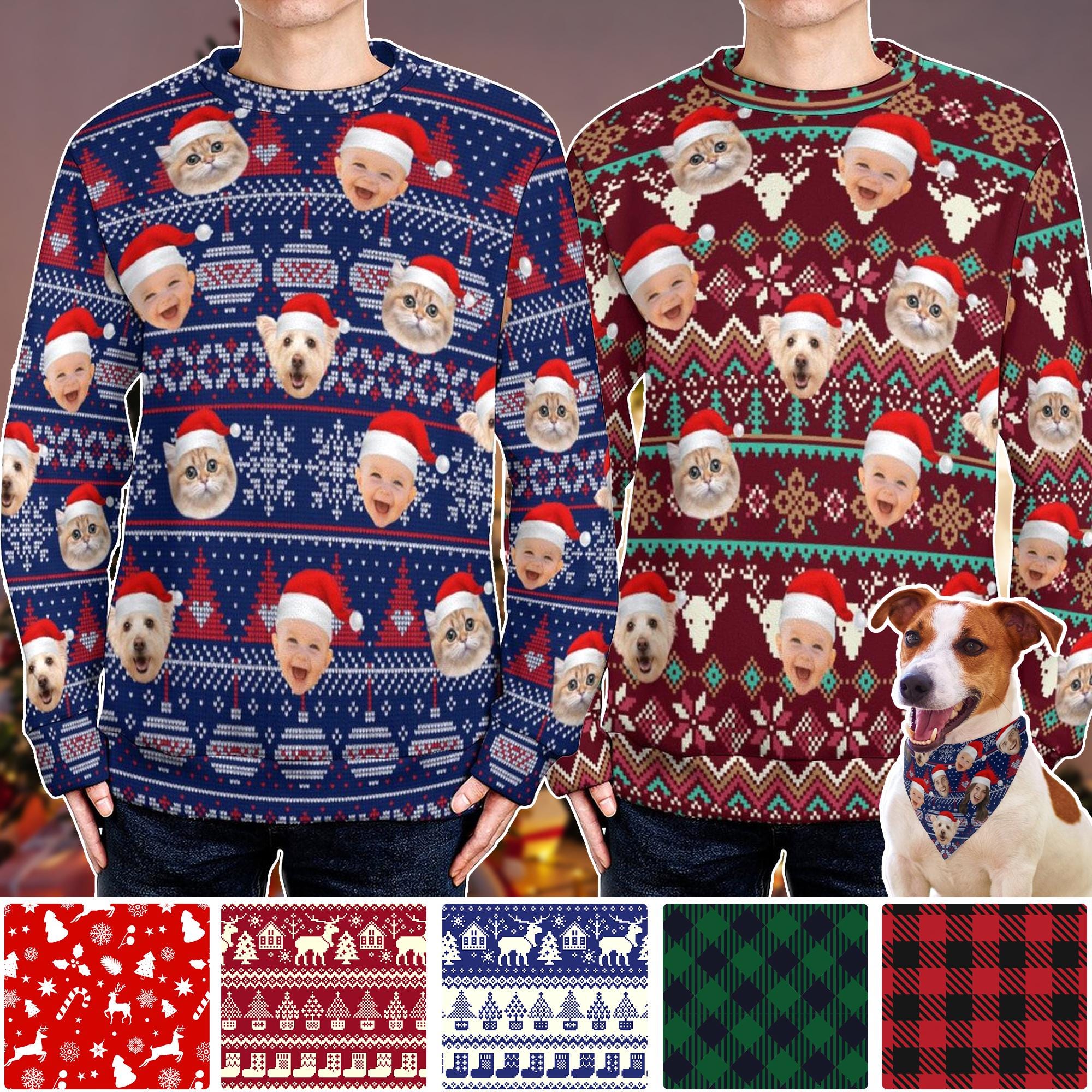 Custom Face Christmas Family Xmas,Personalized Ugly Photo Sweaters,Custom Ugly Unisex Sweater,Custom Christmas Gift,Funny Gift for Men Women