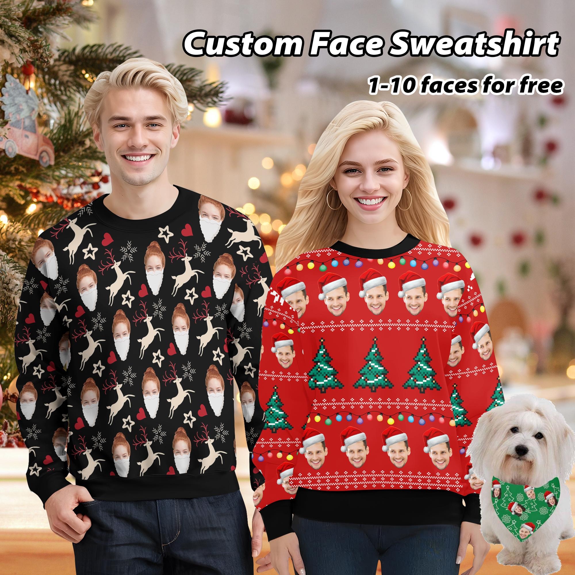 Personalized Ugly Family Photo Sweater, Custom Face Ugly Christmas Sweater, Year End Party Ugly Sweater with Photo, Party Gift for Man Women