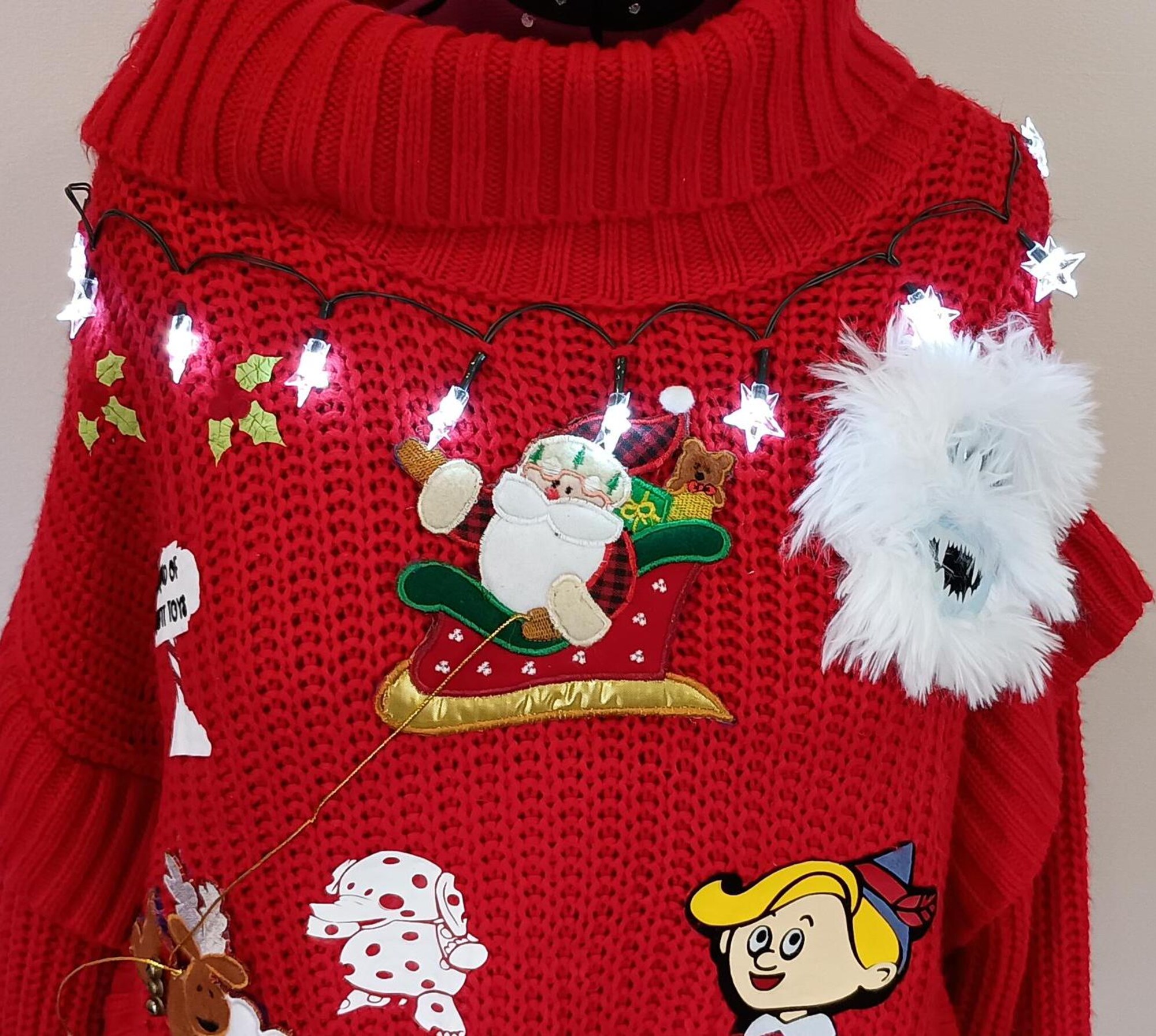 Light-Up Ugly Christmas Sweater Plus Size 1X/2X – Rudolph & Misfit Toys Theme