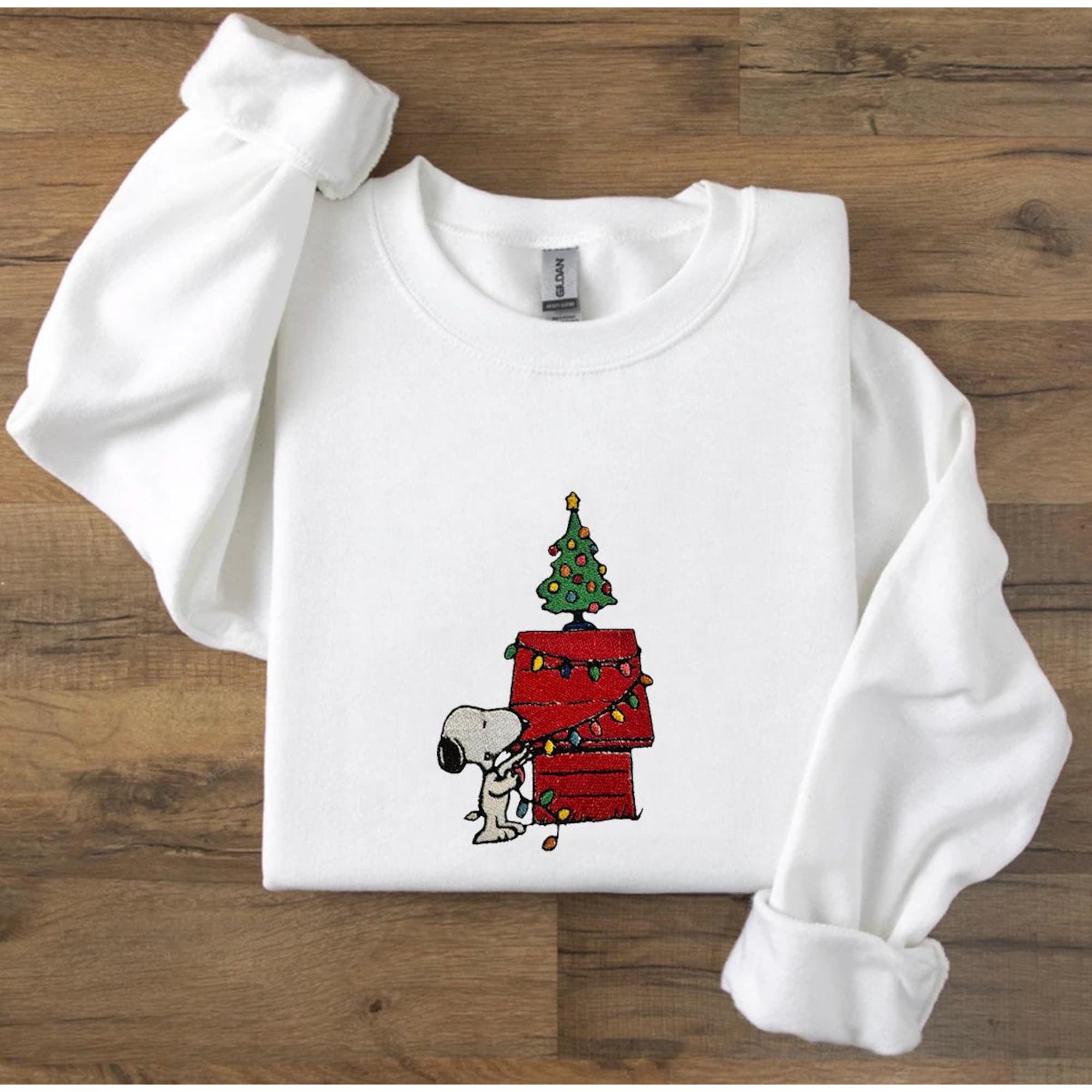 il_2000xN.6407187805_azzo-3.jpg Peanuts Adult Christmas Embroidered Unisex Sweatshirt | Festive Holiday Apparel | Christmas Crewneck | Seasonal Clothing