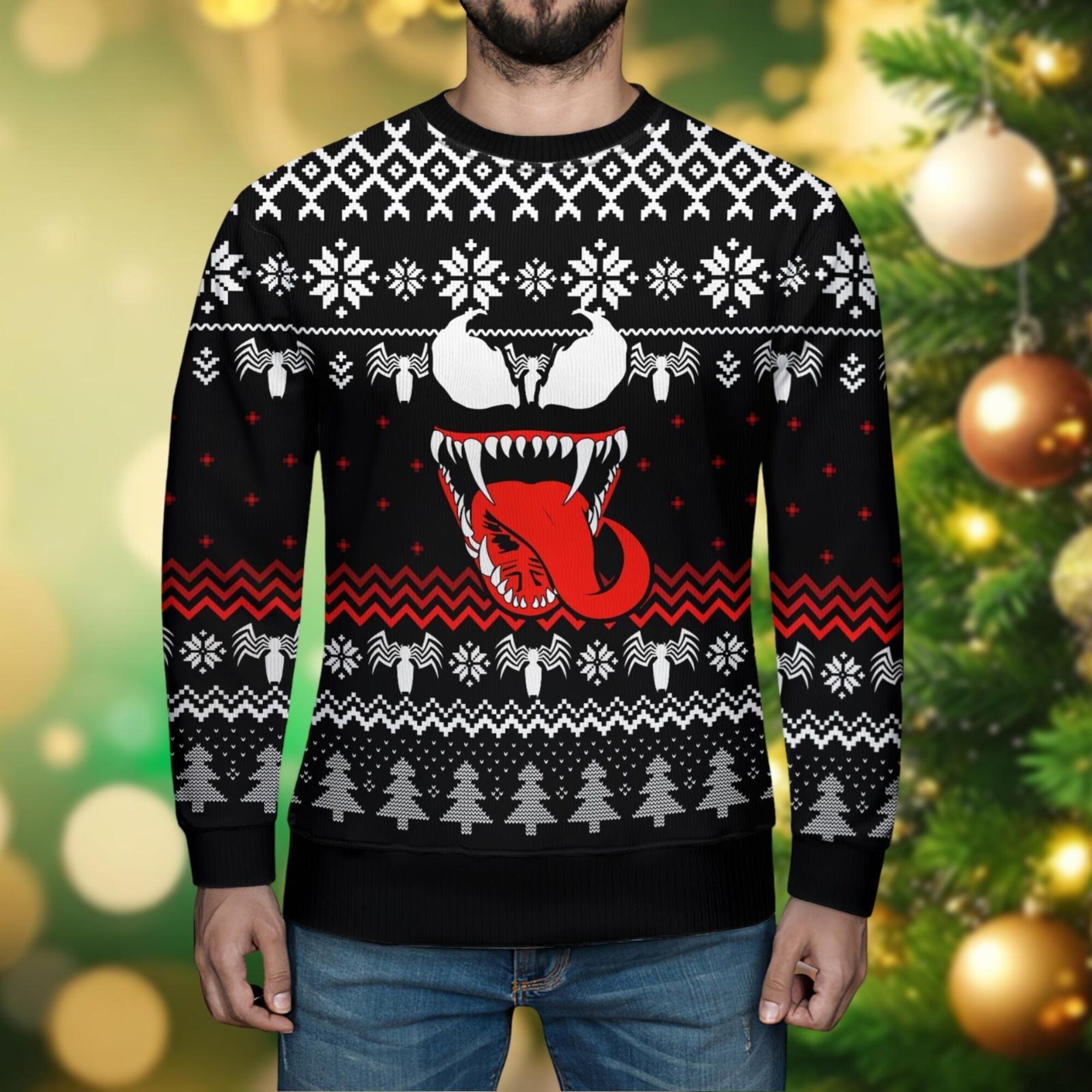 il_2000xN.6407626839_5wy9.jpg Christmas Venom Ugly Sweater, Superhero Movie Holiday Sweater, Spiderman Christmas Sweater, Venom Xmas Sweater For Men Women Kid
