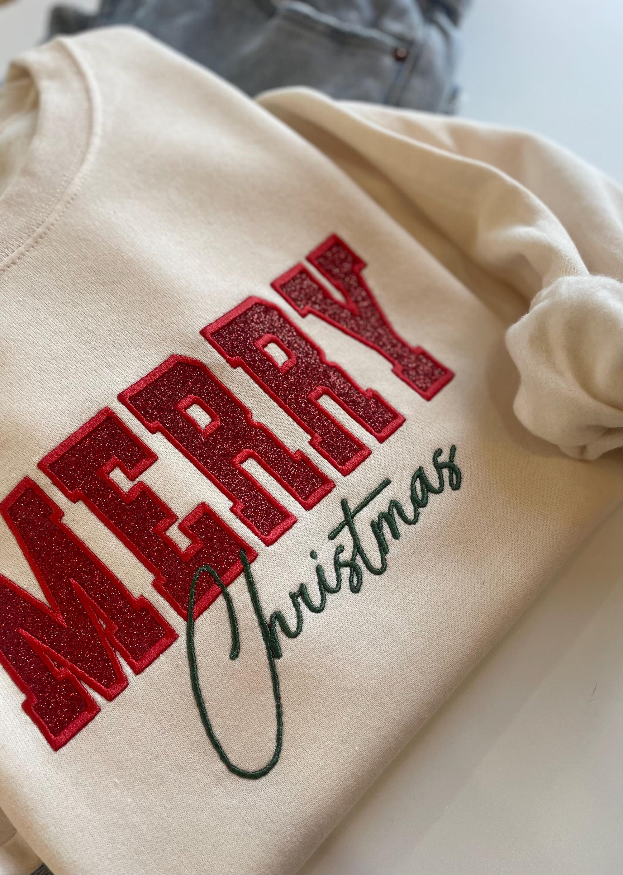 il_2000xN.6407949552_i05e-1.jpg Womens Glitter Christmas Sweatshirt, Embroidered Xmas Crewneck