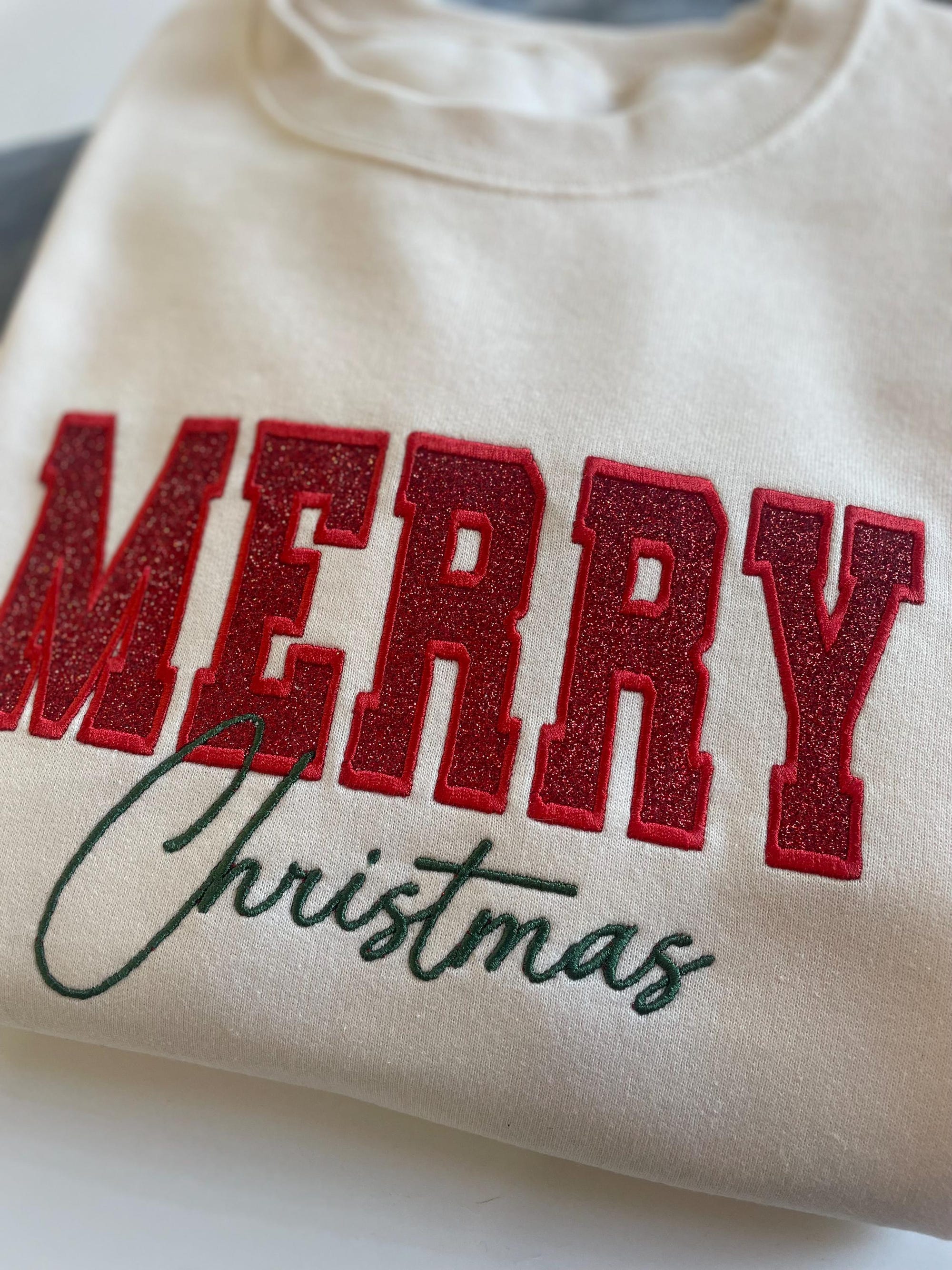 il_2000xN.6407949560_9guh.jpg Womens Glitter Christmas Sweatshirt, Embroidered Xmas Crewneck