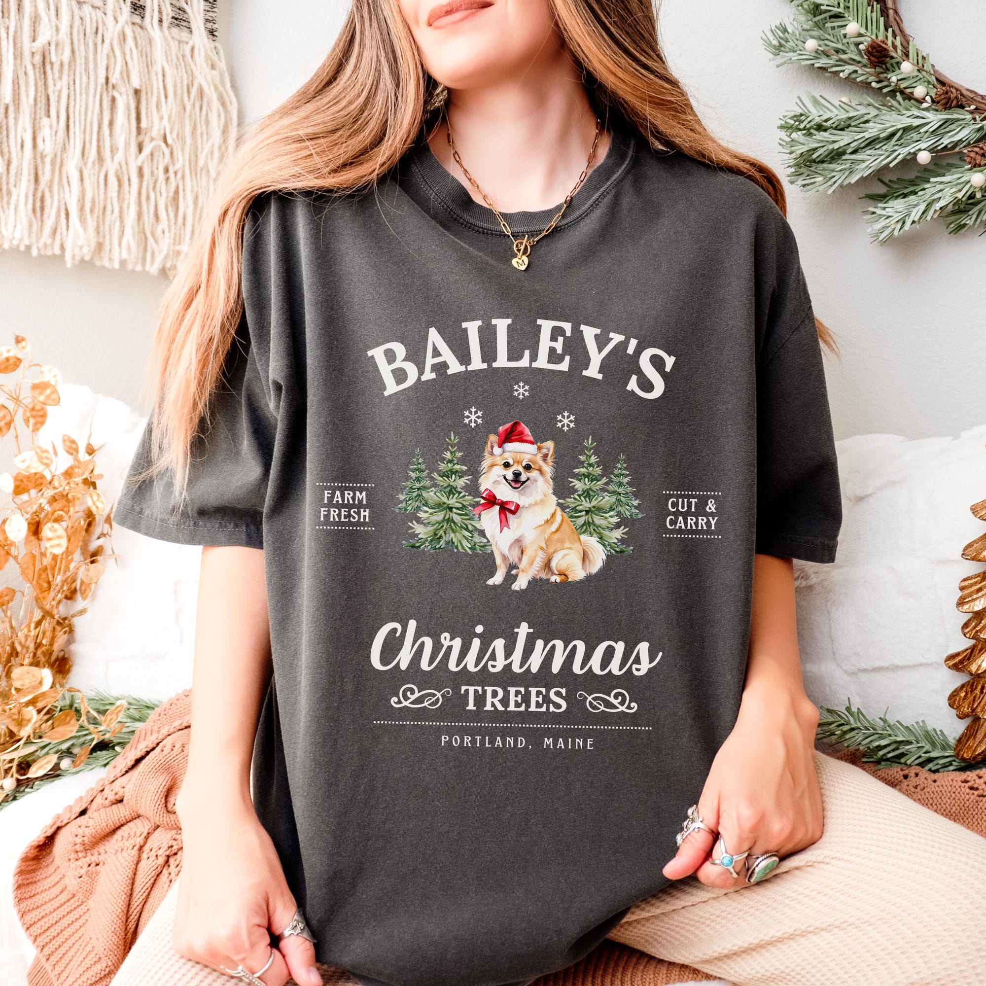 il_2000xN.6409763440_qsu5.jpg Pomeranian Christmas Shirt Personalized Pomeranian T-Shirt Christmas Trees Shirt Pomeranian Christmas Gifts for Pom Mom Tee Pomeranian Gift