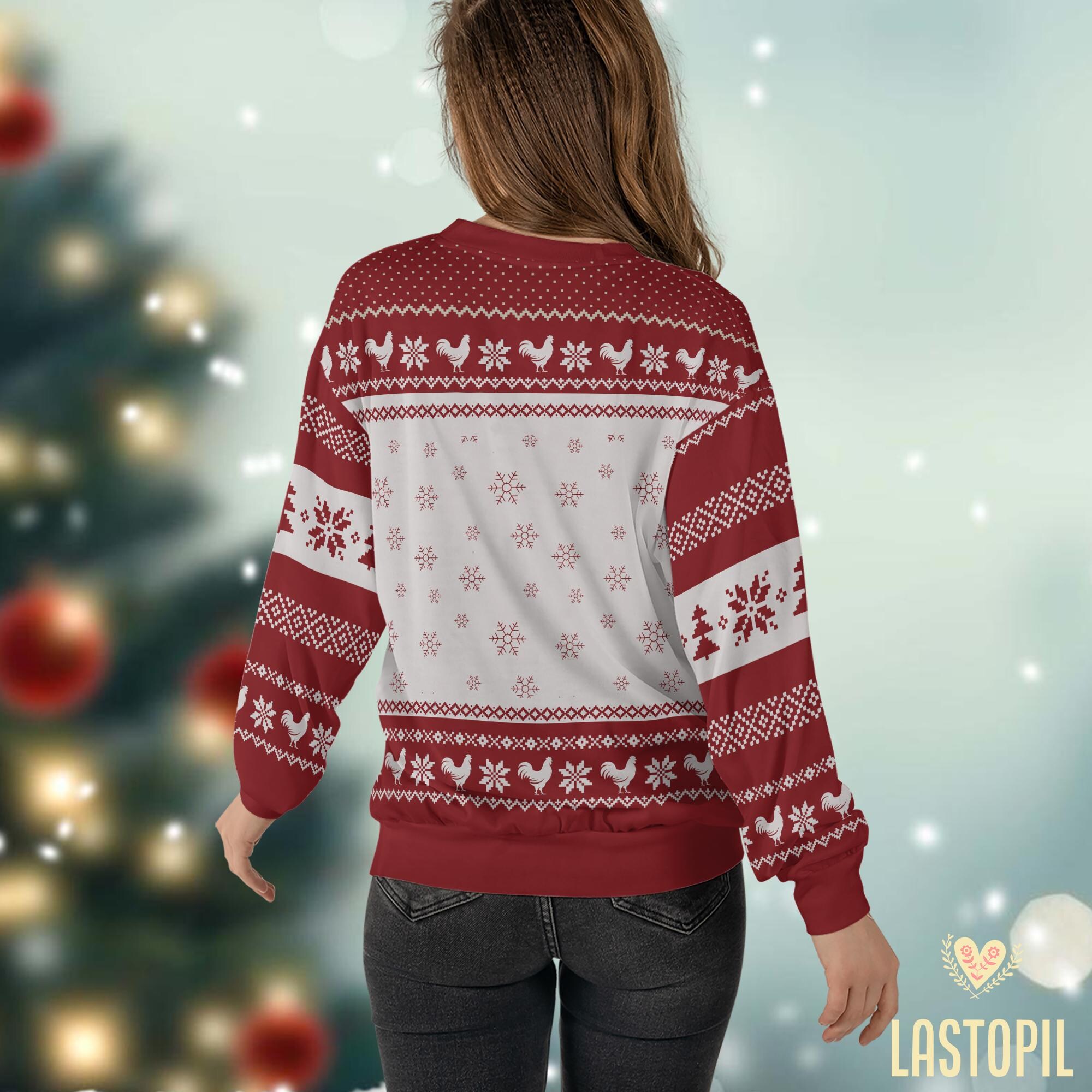 il_2000xN.6409951096_3dns.jpg Chicken Christmas Coquette Ugly Christmas Sweater Chicken Christmas Shirt, Merry Cluckin Sweater Family Matching Shirt Chicken Mom Gift