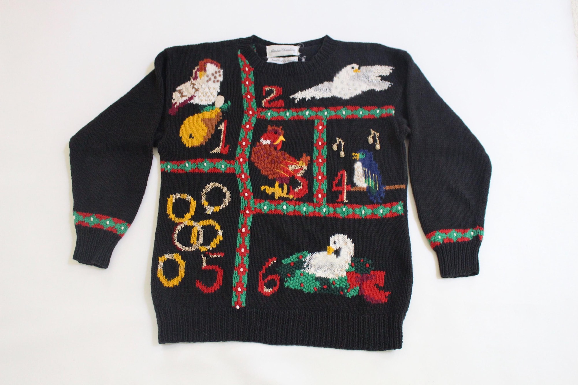 12 Days of Xmas!   Small   Vintage Ugly Christmas Sweater Black  #1371
