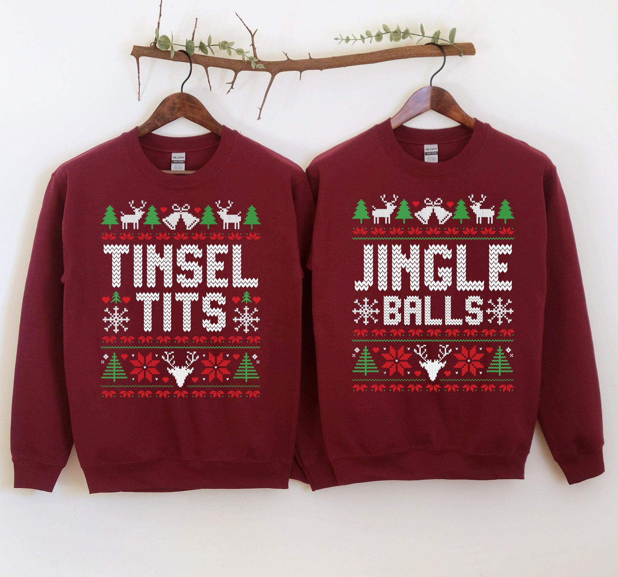 il_2000xN.6411866594_hn4a.jpg Funny Couples Ugly Christmas Sweater, Unisex Couples Matching Ugly Christmas Sweater, Where My Ho's At, *Sold Seperately*