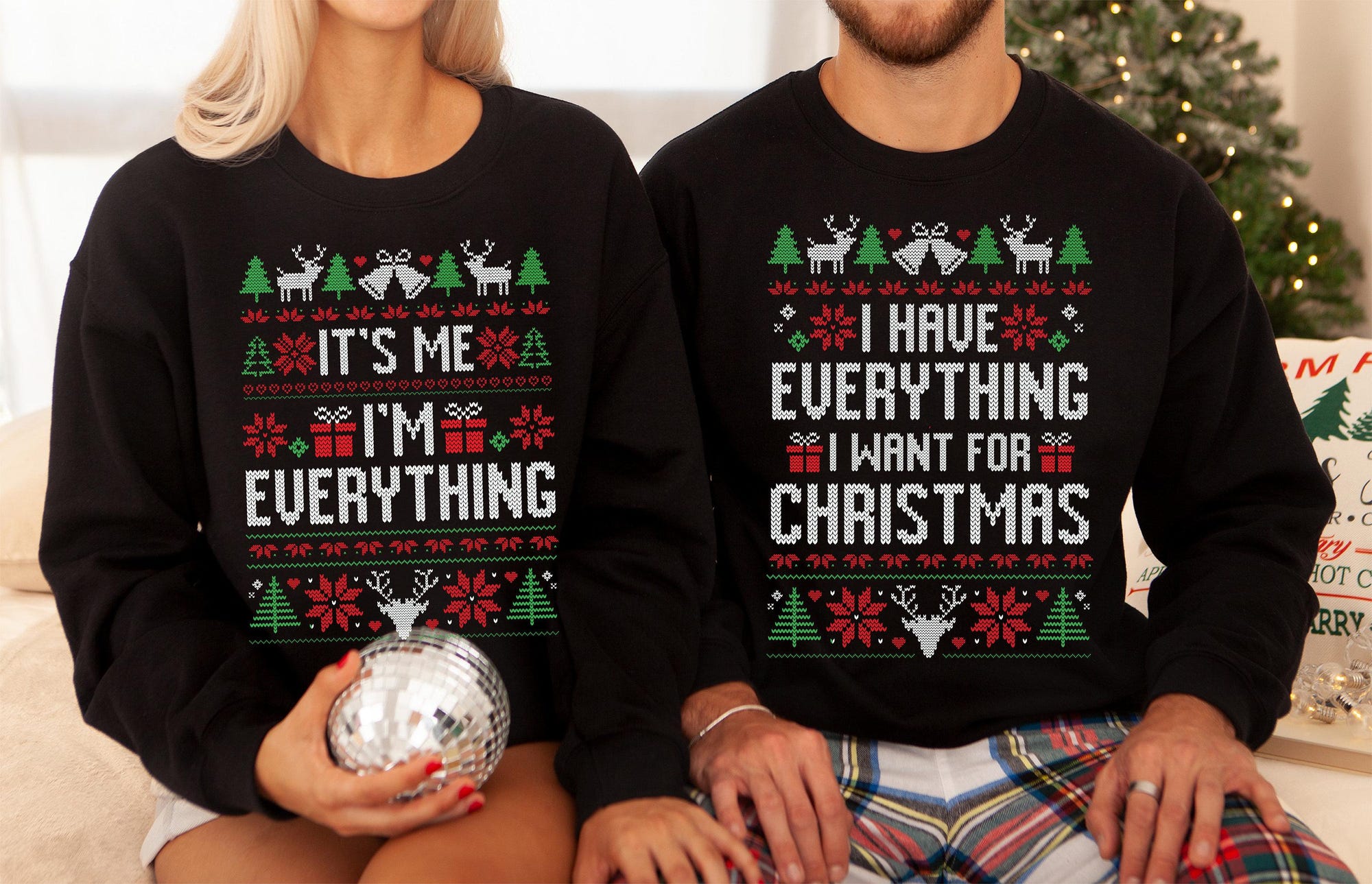 It’s Me I’m Everything, Funny Ugly Christmas Sweater, Couples Christmas Pajamas, Christmas Party Outfit