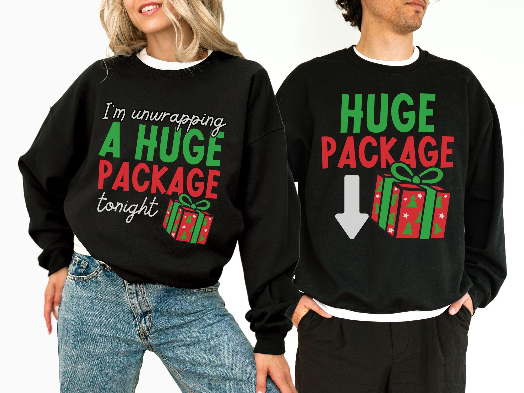 il_2000xN.6413005522_8wic-4.jpg Matching Christmas Couple Shirts, Raunchy Christmas Sweatshirts for Couple, Naughty Couple Christmas Pajamas, Funny His and Hers Holiday Pjs