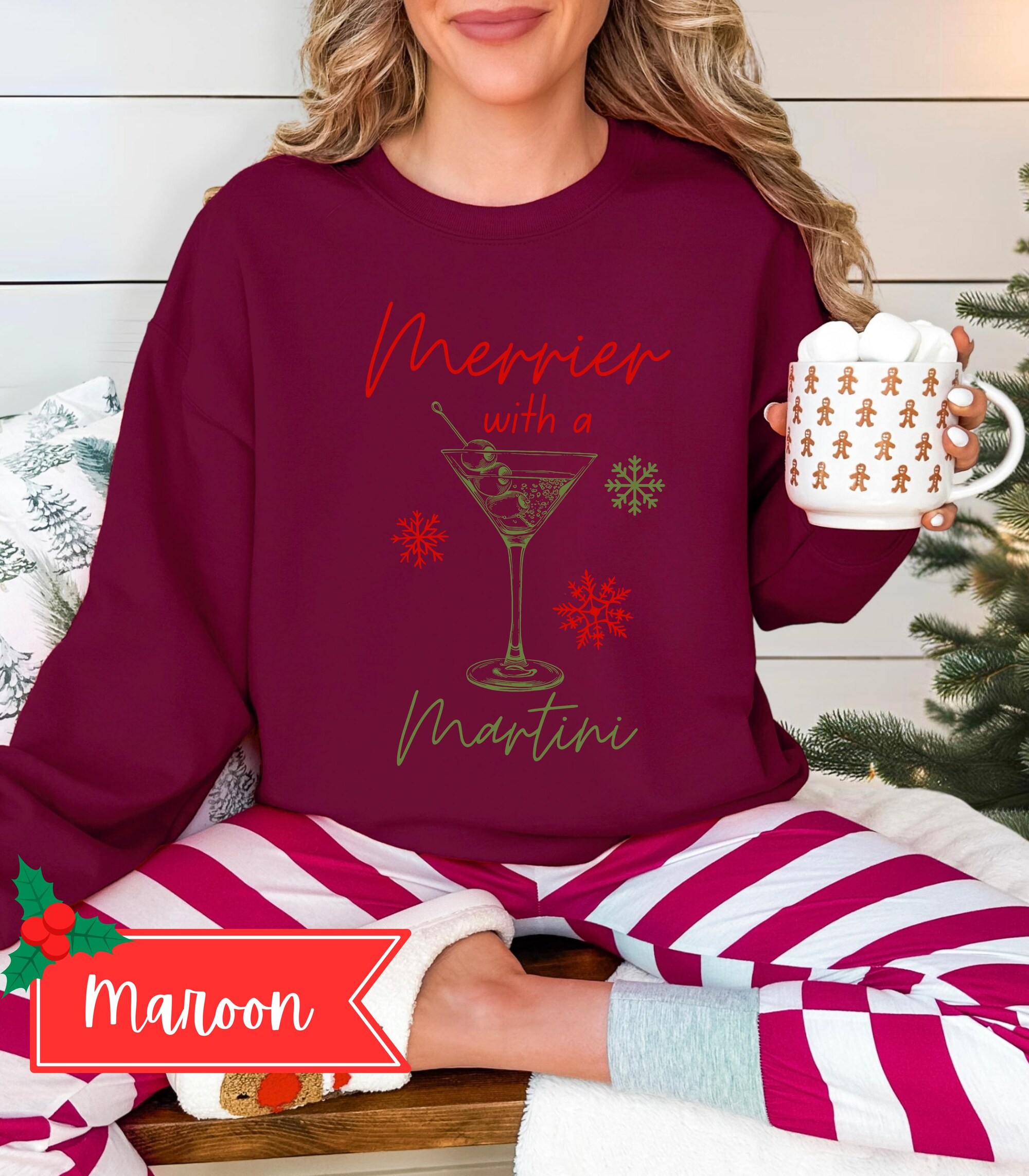 il_2000xN.6416790905_dmn7-3.jpg Merrier with a Martini Sweatshirt | Cozy Holiday Apparel | Festive Gift | Margarita Christmas |