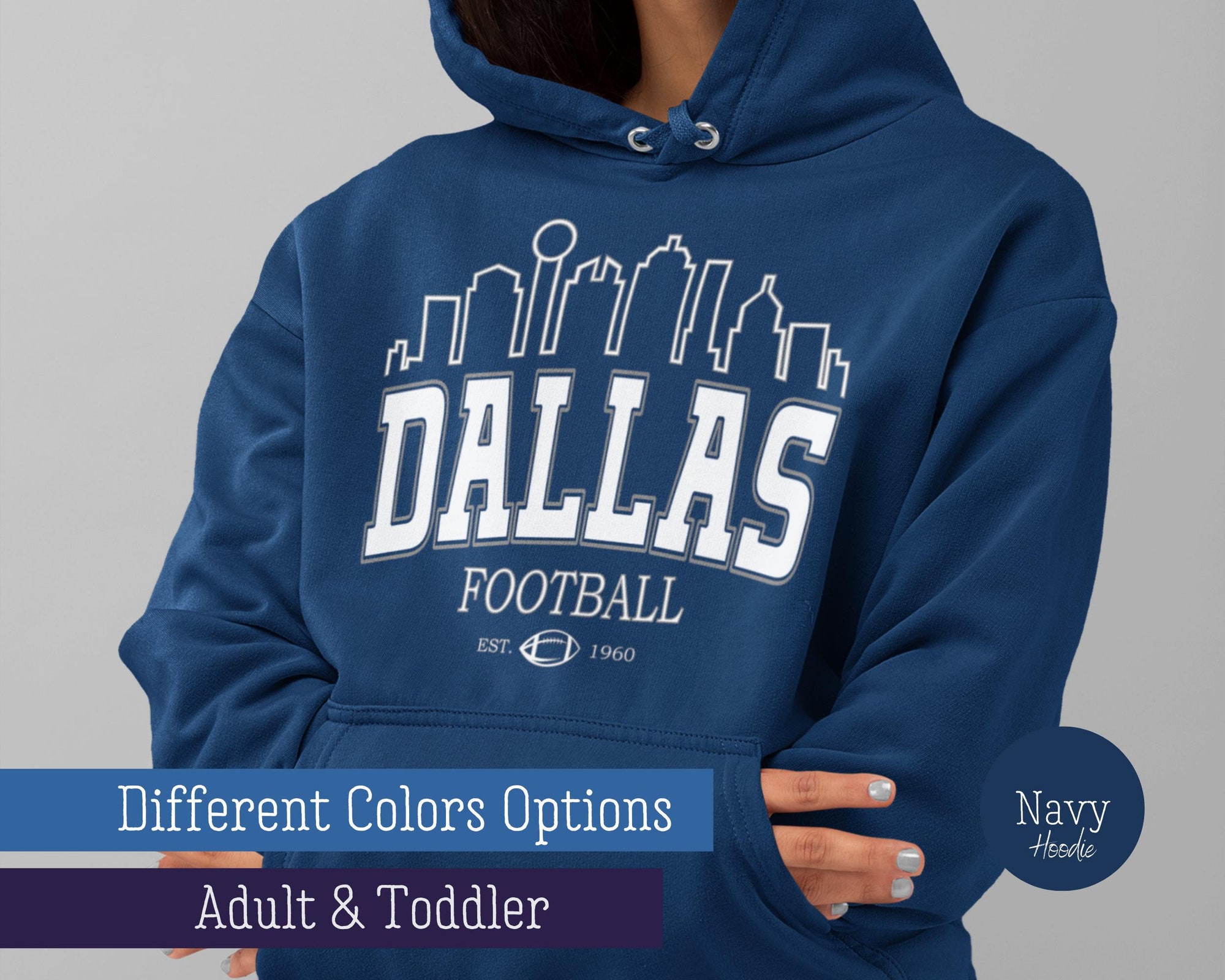 Dallas Skyline Football Hoodie, Dallas Game Day Sweatshirt, Trendy Dallas Football Fan Gift, Vintage Retro 80s Style, Dallas Football Shirt