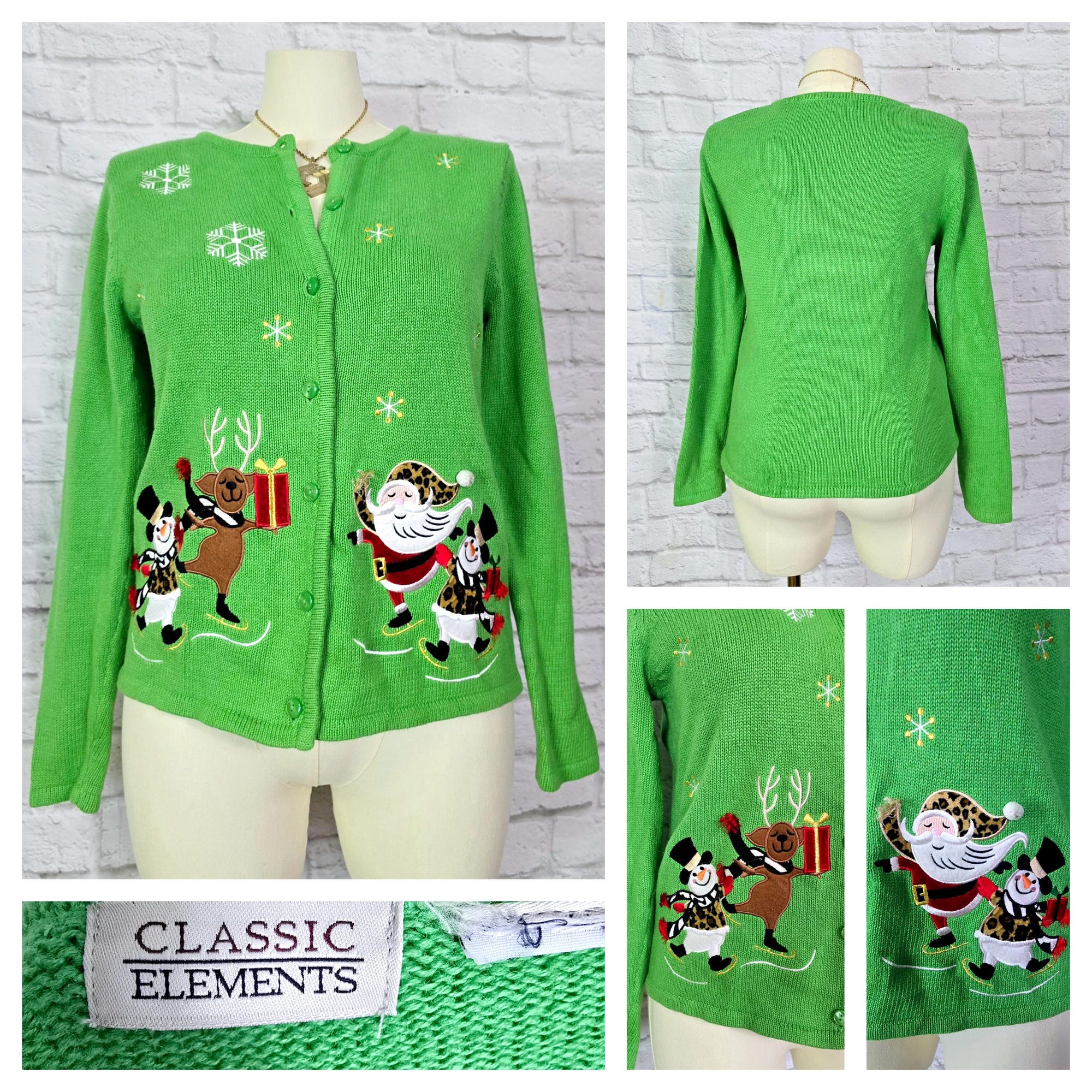 il_2000xN.6418395074_bqpc.jpg U Pick! Size M/L Ugly Christmas sweaters 90s Beaded Santa Snowman Poinsettia Tree Elf Snow Flake Novelty print 1990s