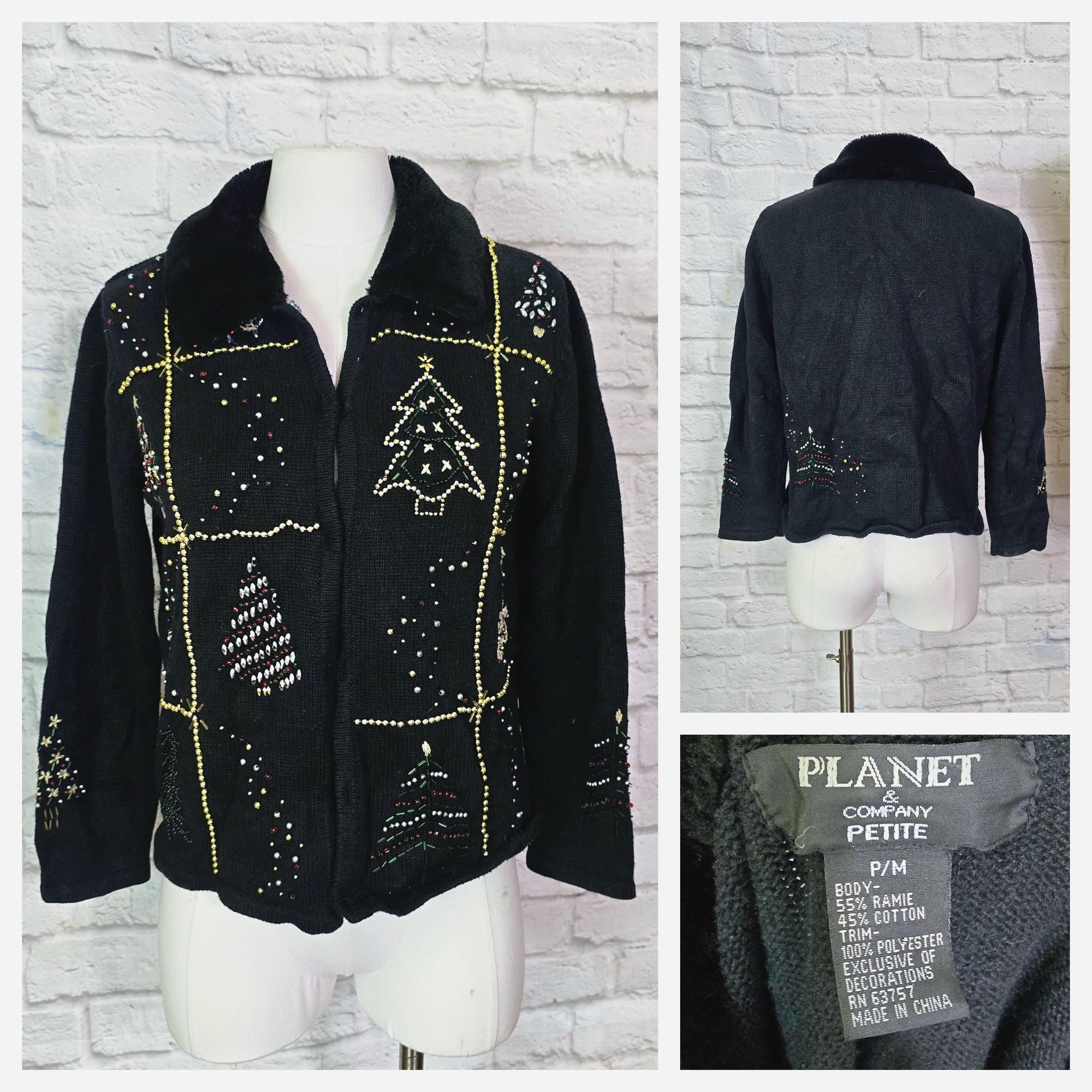 il_2000xN.6418867346_hurz.jpg U Pick! Size M/L Ugly Christmas sweaters 90s Beaded Santa Snowman Poinsettia Tree Elf Snow Flake Novelty print 1990s