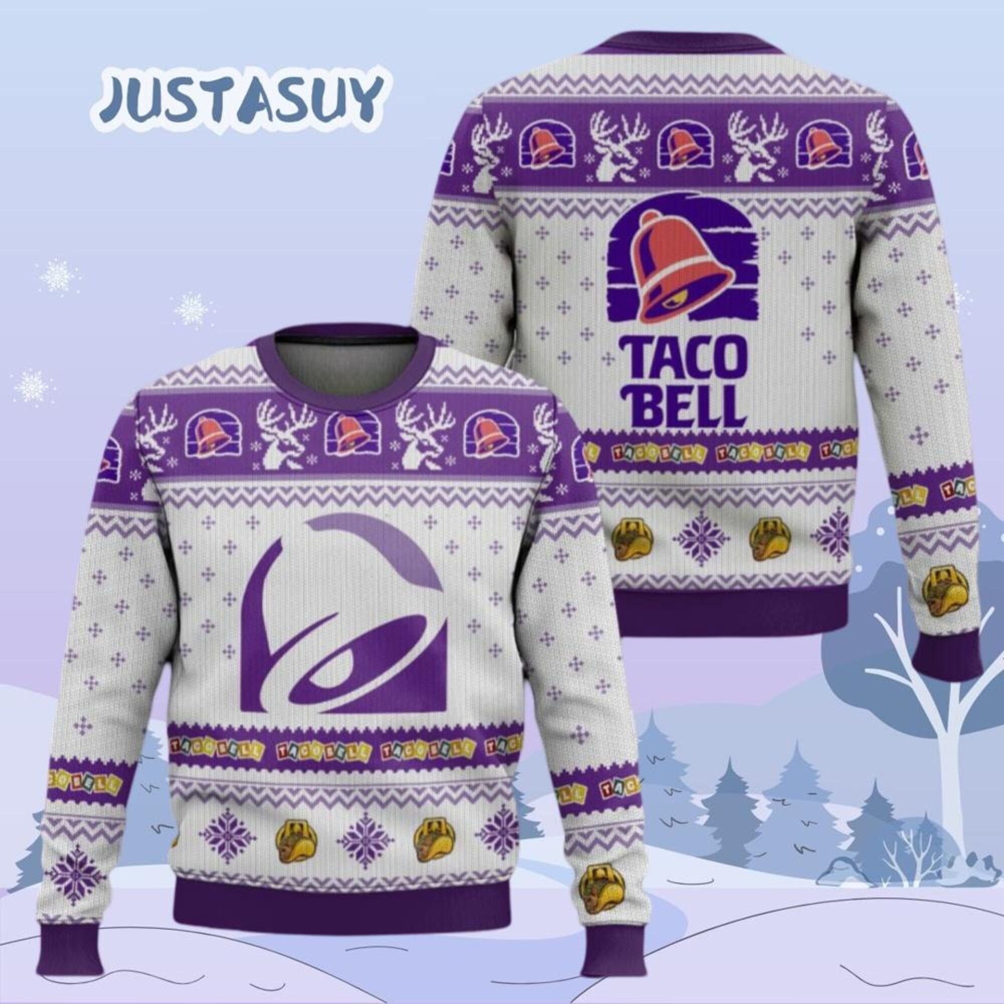 Taco Bell Christmas Sweater, Junk Food Holiday Sweater, Taco Bell Sauce Ugly Sweater, Mexican Xmas Sweater, Fast Food Ugly Sweater