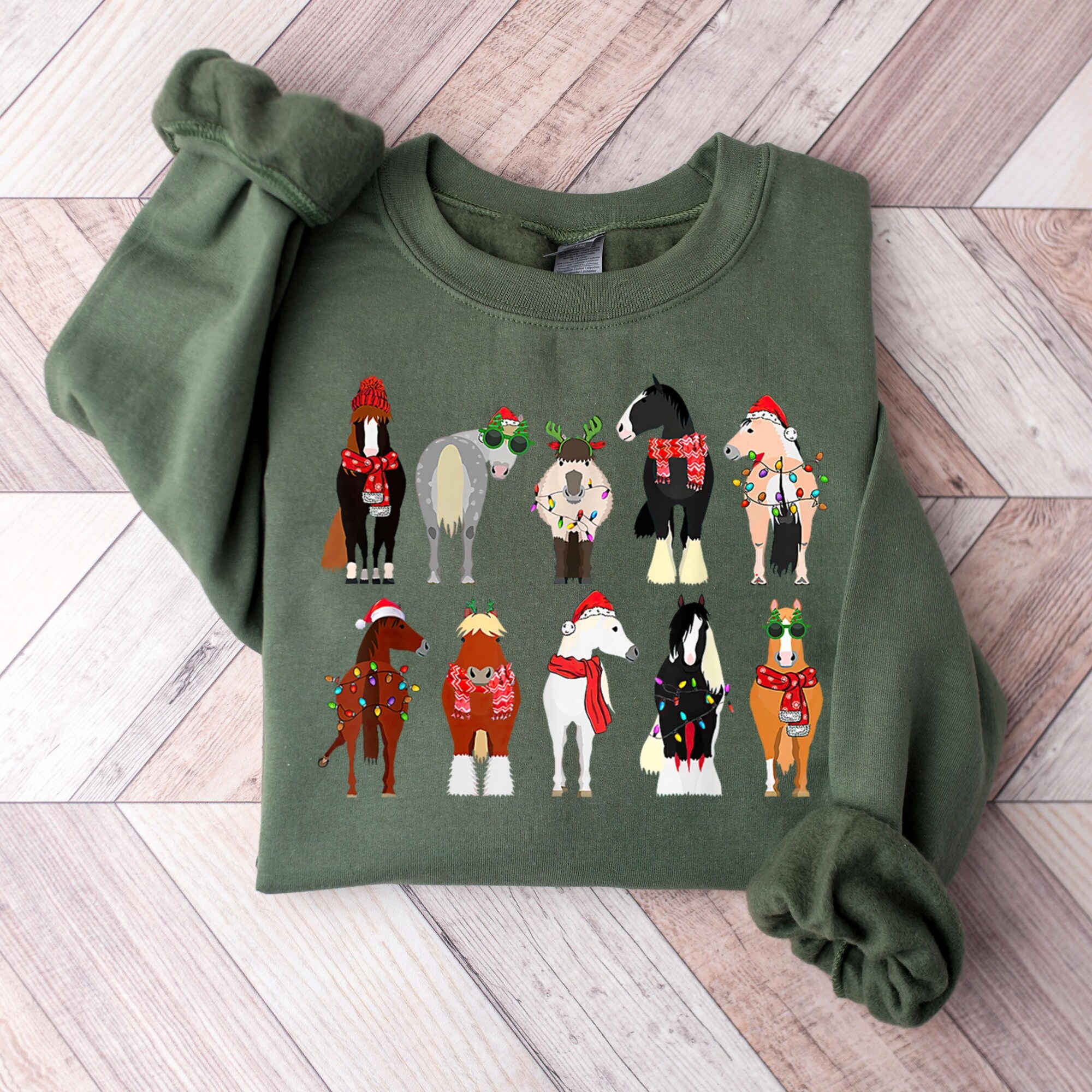 Horse Christmas Sweatshirt, Horse Lover Animal Christmas Shirt, Christmas Farm Animals T-Shirt, Christmas Horse Shirt, Gift For Horse Lover