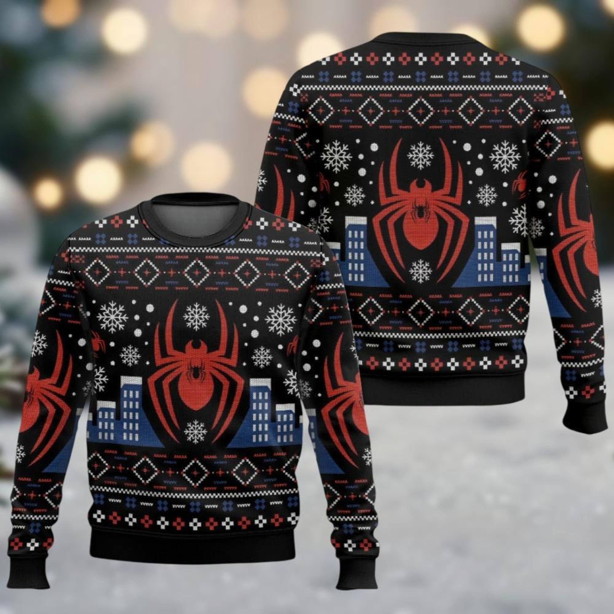 Christmas Spider-Man Sweater, Spiderman Ugly Christmas Sweater, Xmas Party Gift For Women Men Kid, Superhero Holiday Sweater